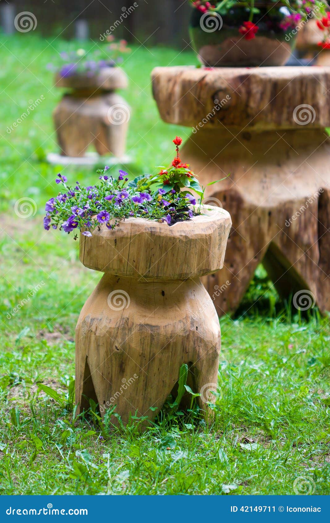 Typical Wood Rustic Flower Support Stock Image Image of decor, green