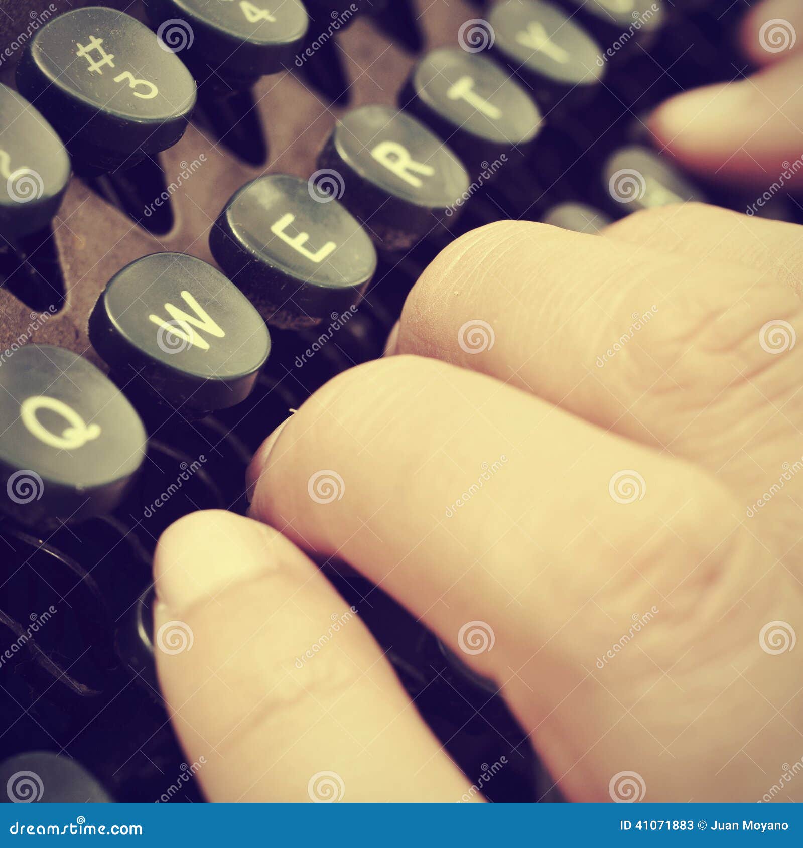 Typing on an Old Typewriter, with a Retro Effect Stock Image Image of