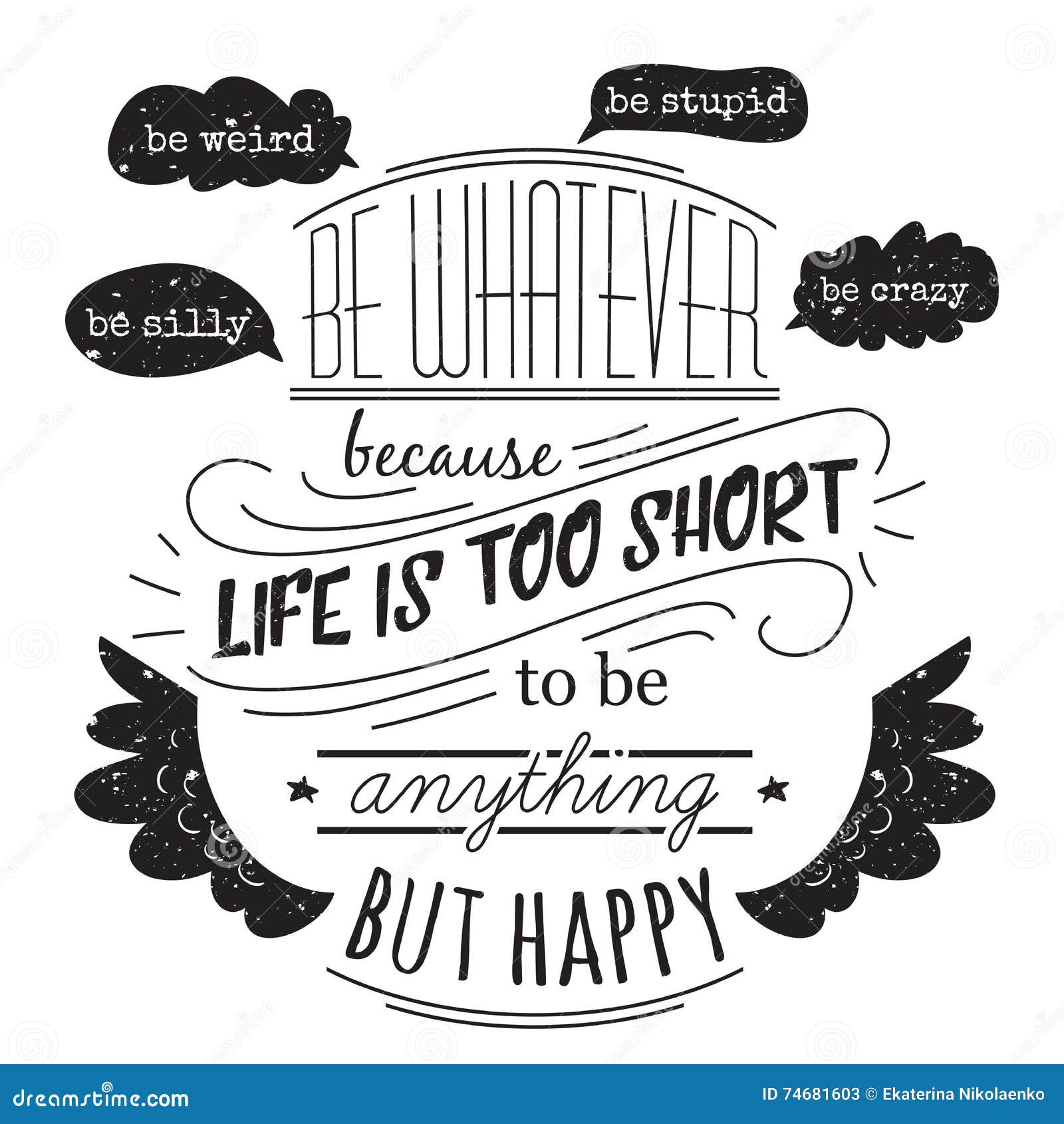 Typografieaffiche Met Hand Getrokken Elementen Inspirational Citaat