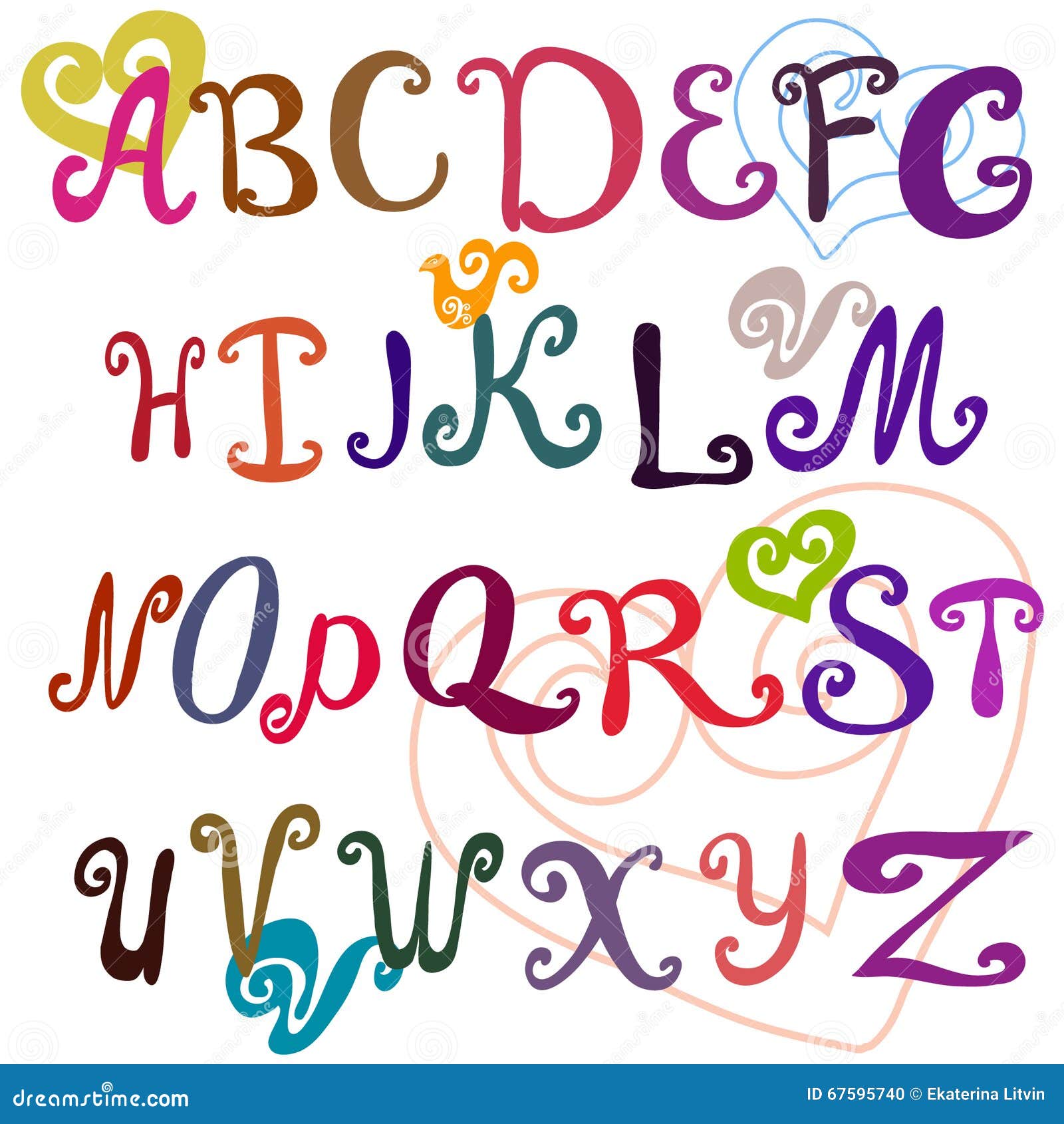 Typographic, Hand Painted Alphabet Stock Vector Illustration of font