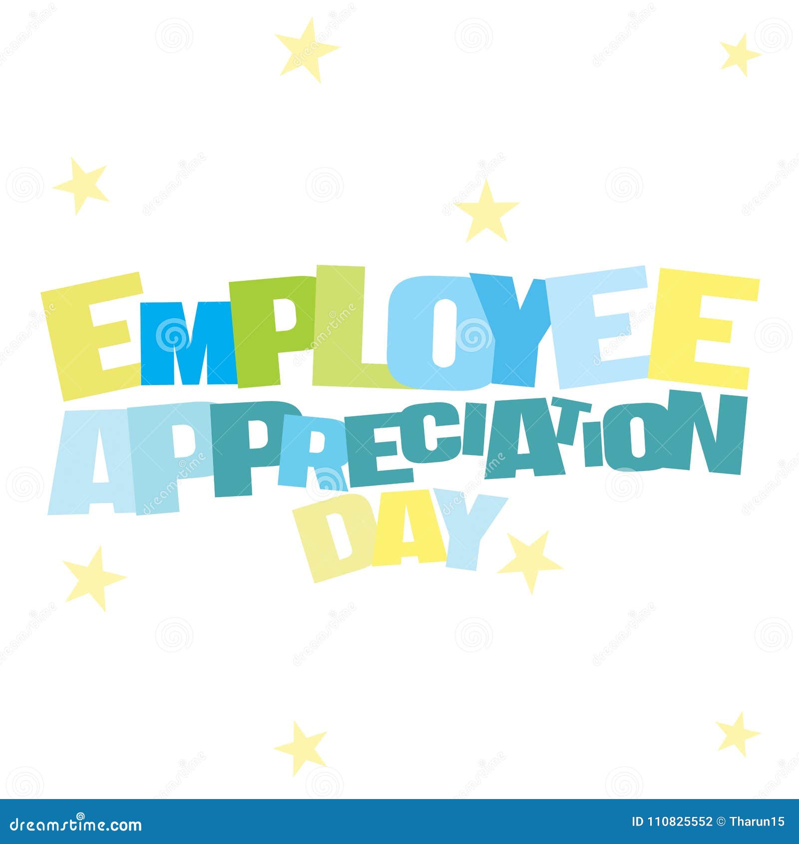 typographic  of employee appreciation day in blue and green colors