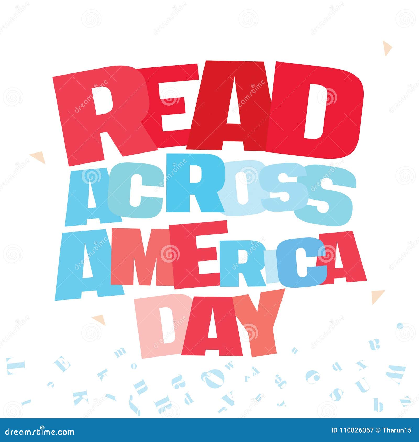 Typographic Illustration Of Read Across America Day In Red And Blue