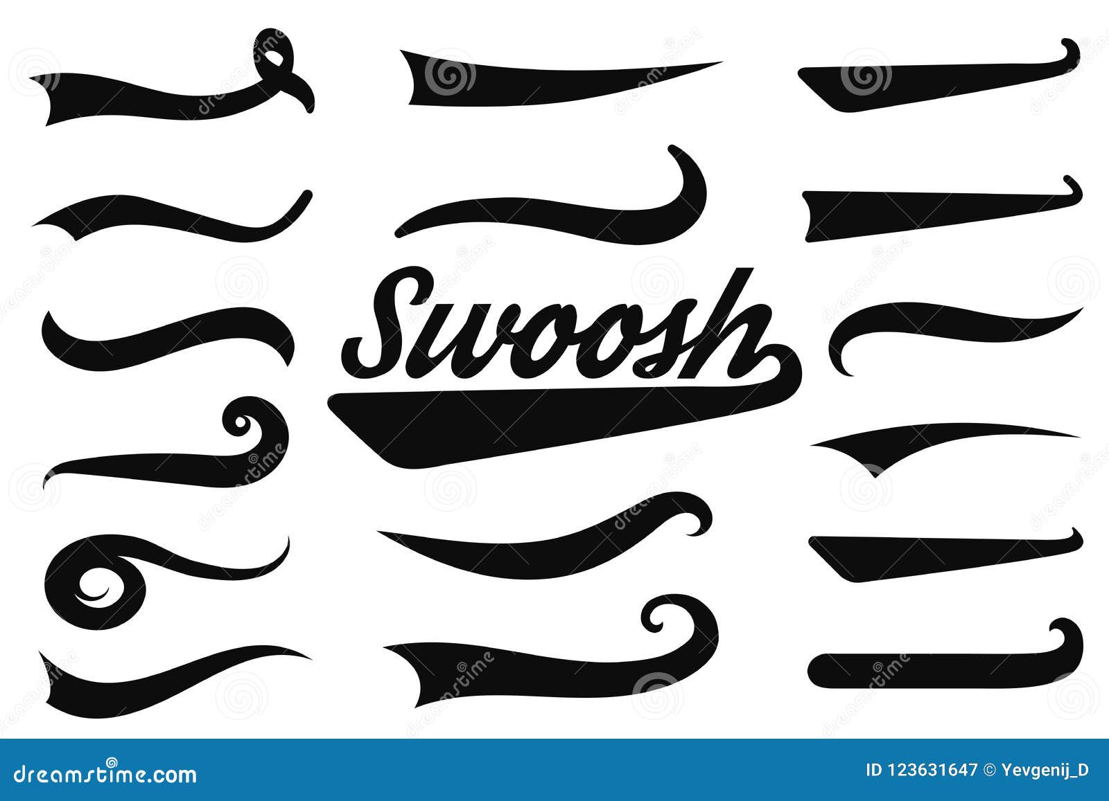 typographic swash and swooshes tails. retro swishes and swashes for athletic typography, logos, baseball font