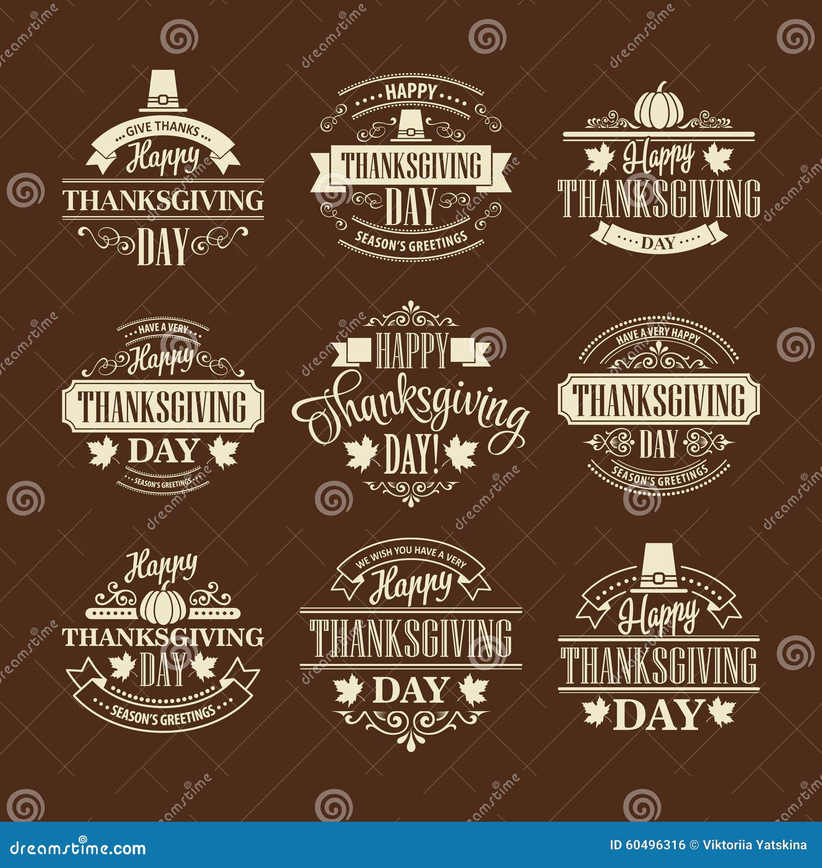 typographic thanksgiving  set. 