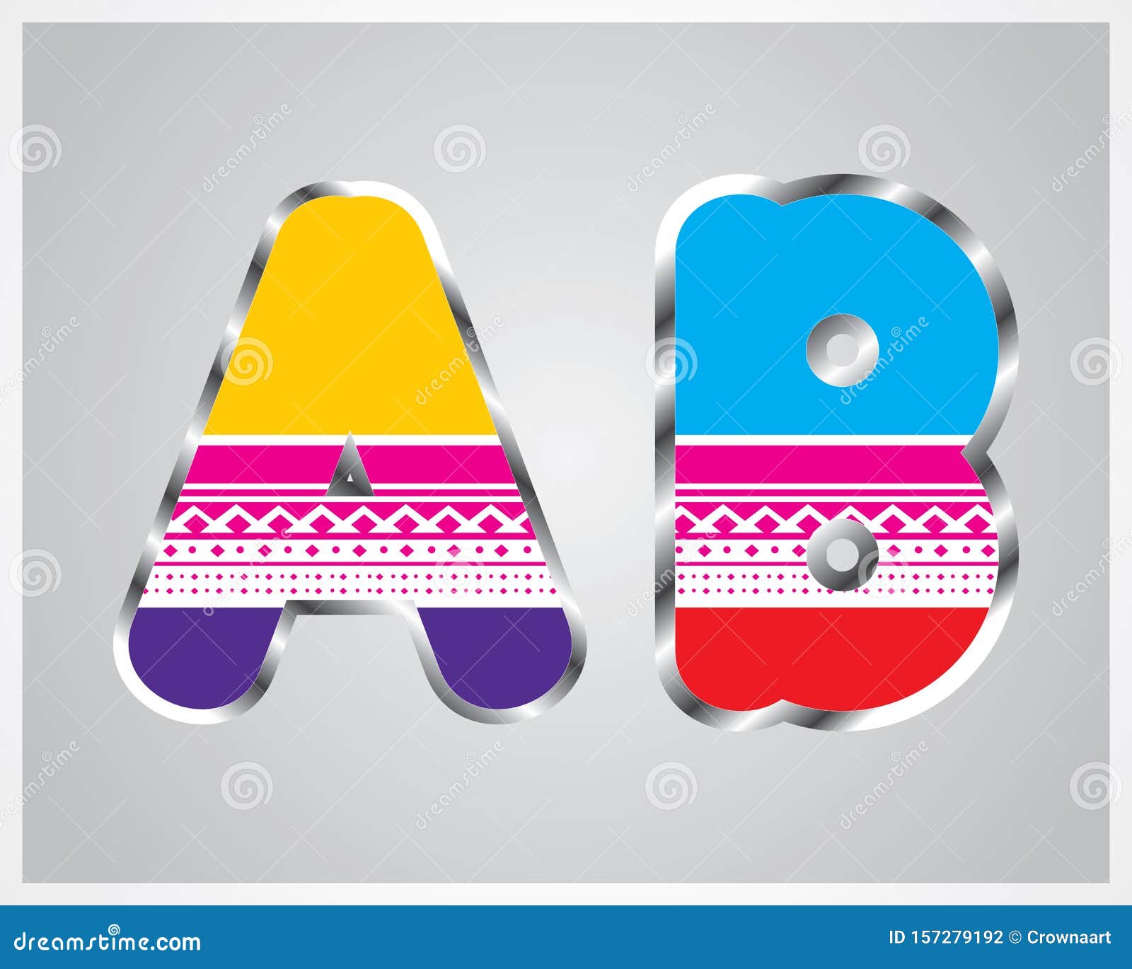 Typography Colorful Decorative Alphabet a To Z Stock Illustration