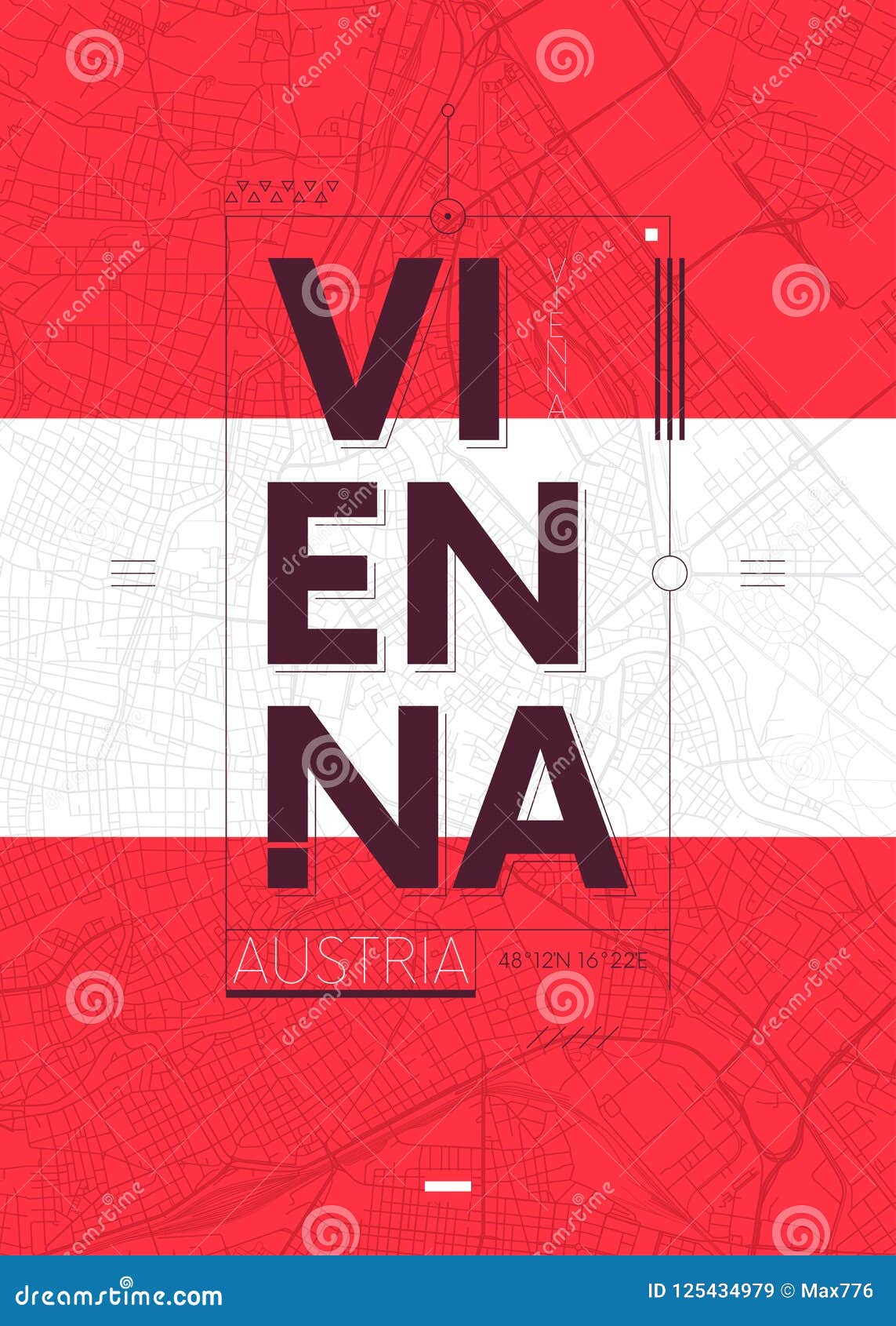 Typography Graphics Color Poster With A Map Of Vienna