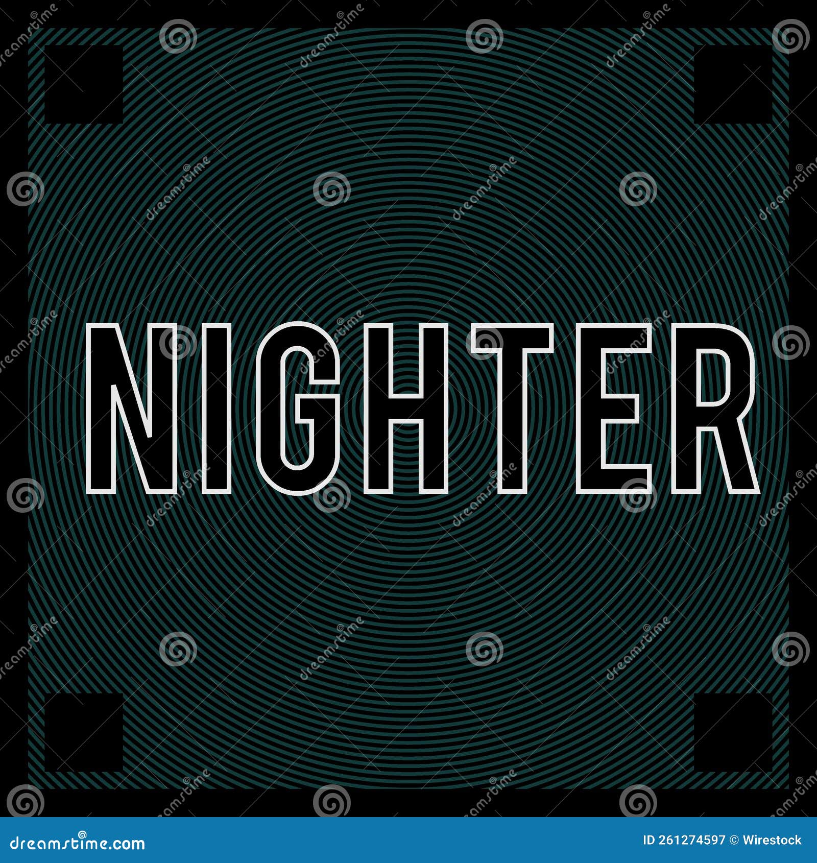typography  of text that says 'nighter' on a background with green circular lines