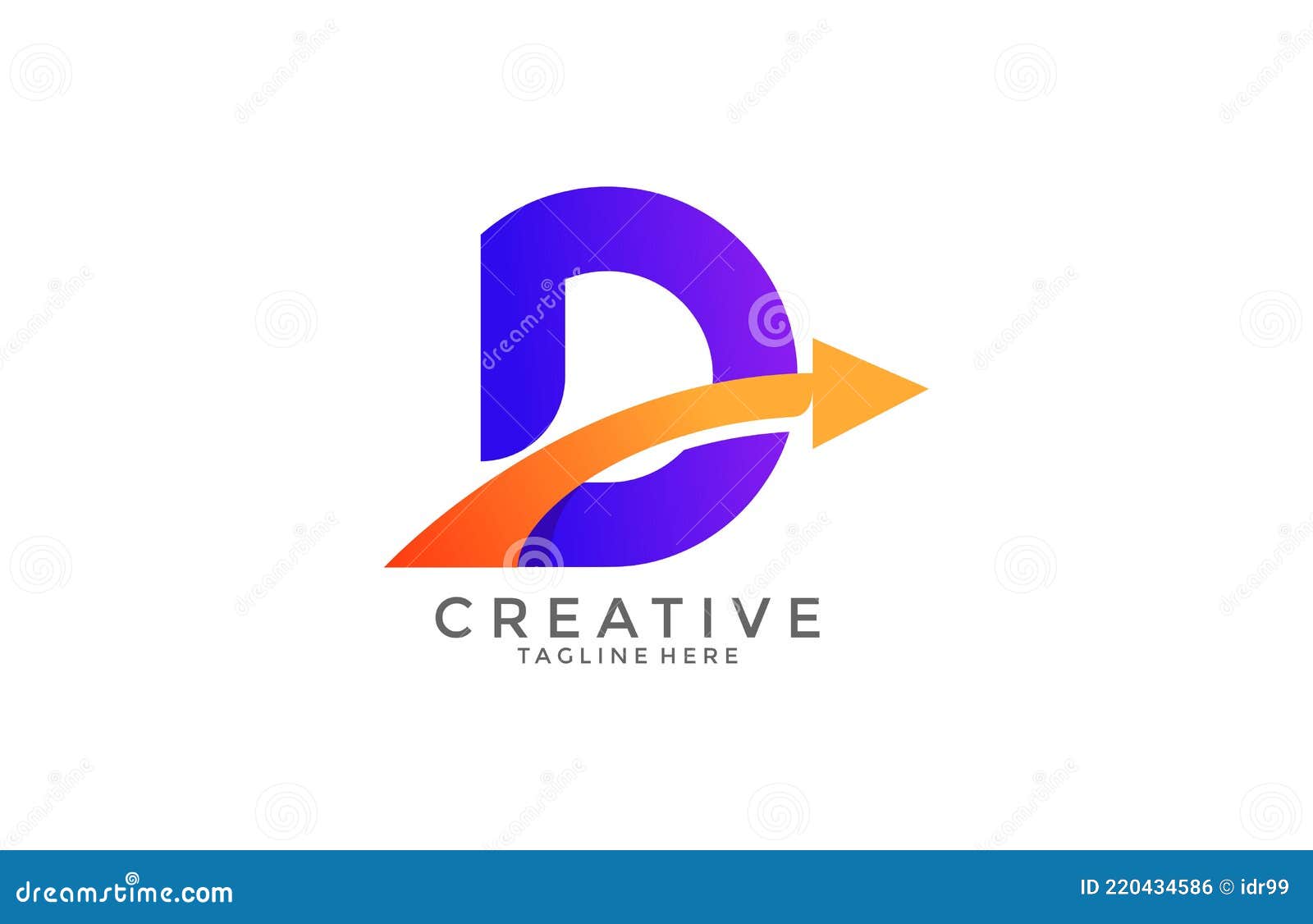 Typography Letter D Gradient Color Link Swoosh Vector Logo Stock ...