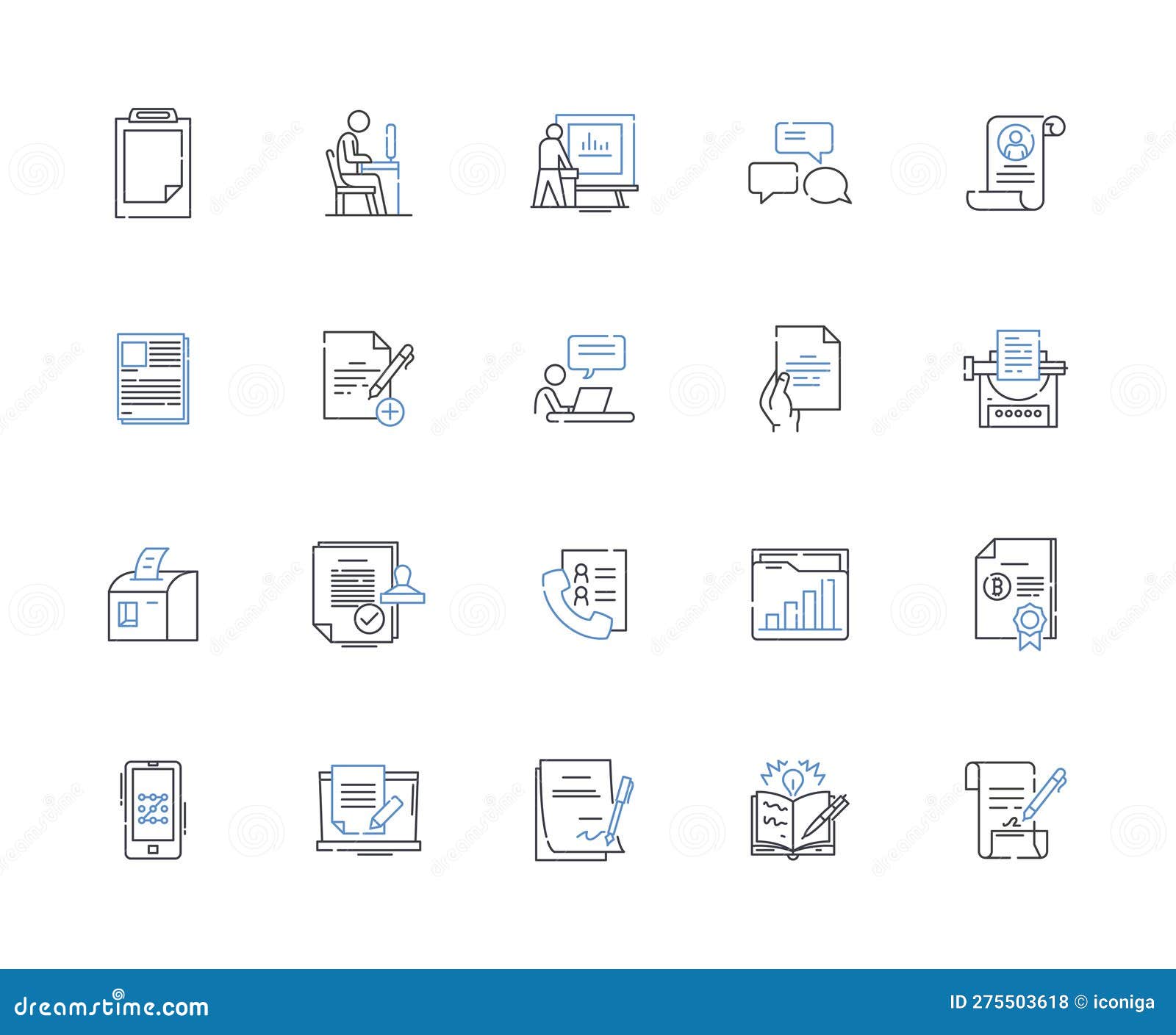 typography line icons collection. typeface, serif, sans-serif, kerning, ligature, script, font  and linear