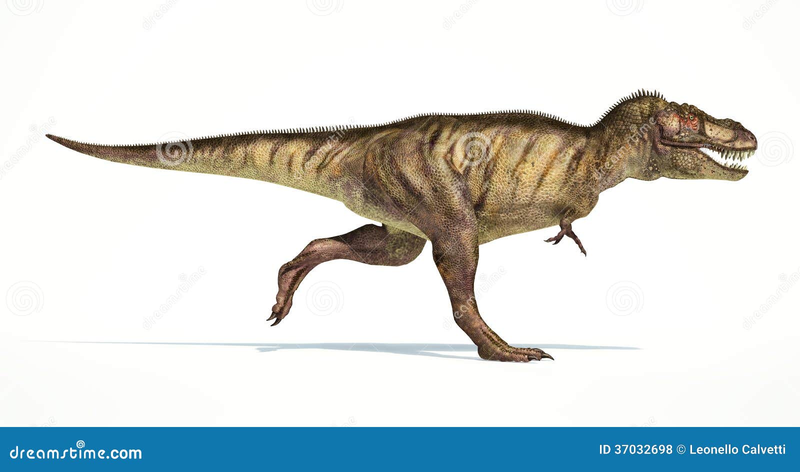 T-Rex dinosaur running. 3D illustration. - Stock Illustration