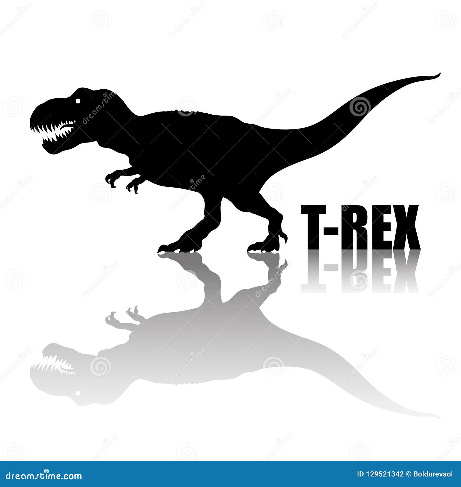 Tyrannosaurus Rex. Silhouette with Transparent Reflection. Arnivorous  Dinosaur. T Rex Walking and Roaring Stock Vector - Illustration of symbol,  predator: 129521342