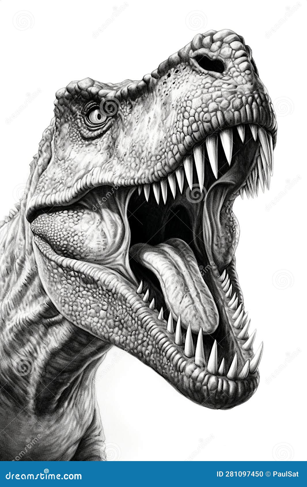 Tyrannosaurus Rex, T-rex. Dinosaur, Pencil Drawing Style Stock Illustration  - Illustration of monster, generative: 281097449