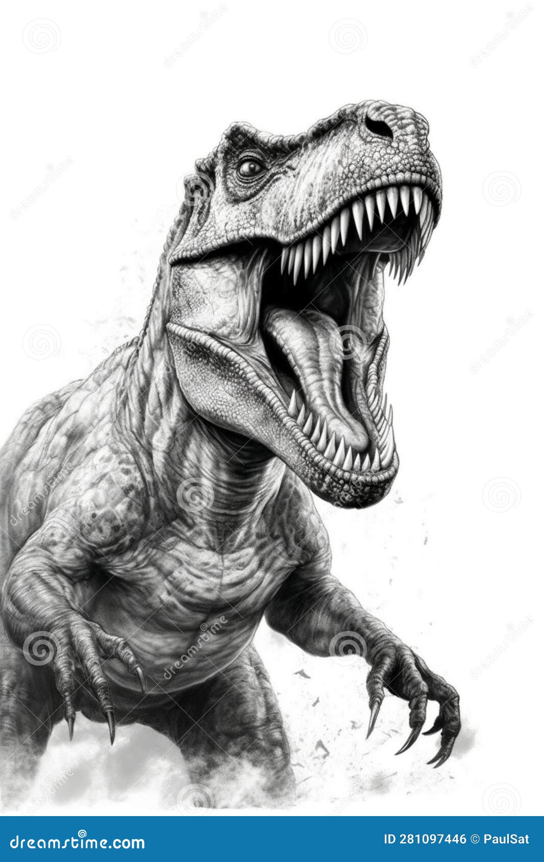 tyrannosaurus rex t rex dinosaur pencil drawing style white background ai illustration fantasy digital painting generative ai 281097446