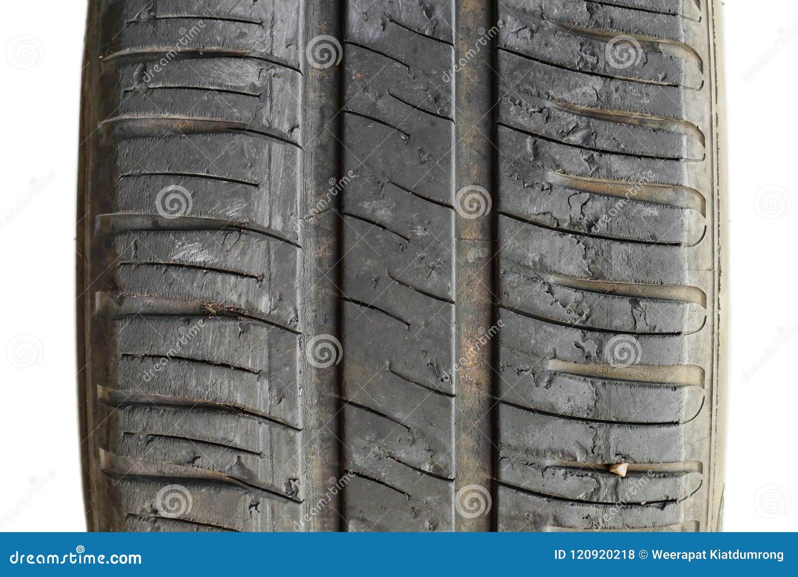 tyre tread worn out and torn apart