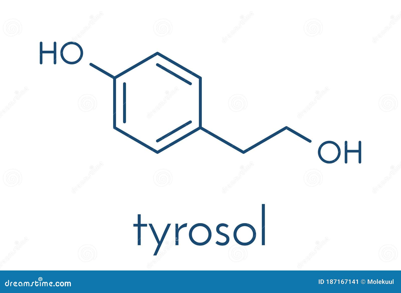 Tyrosol Molecule. Antioxidant Found In Olive Oil. Skeletal Formula