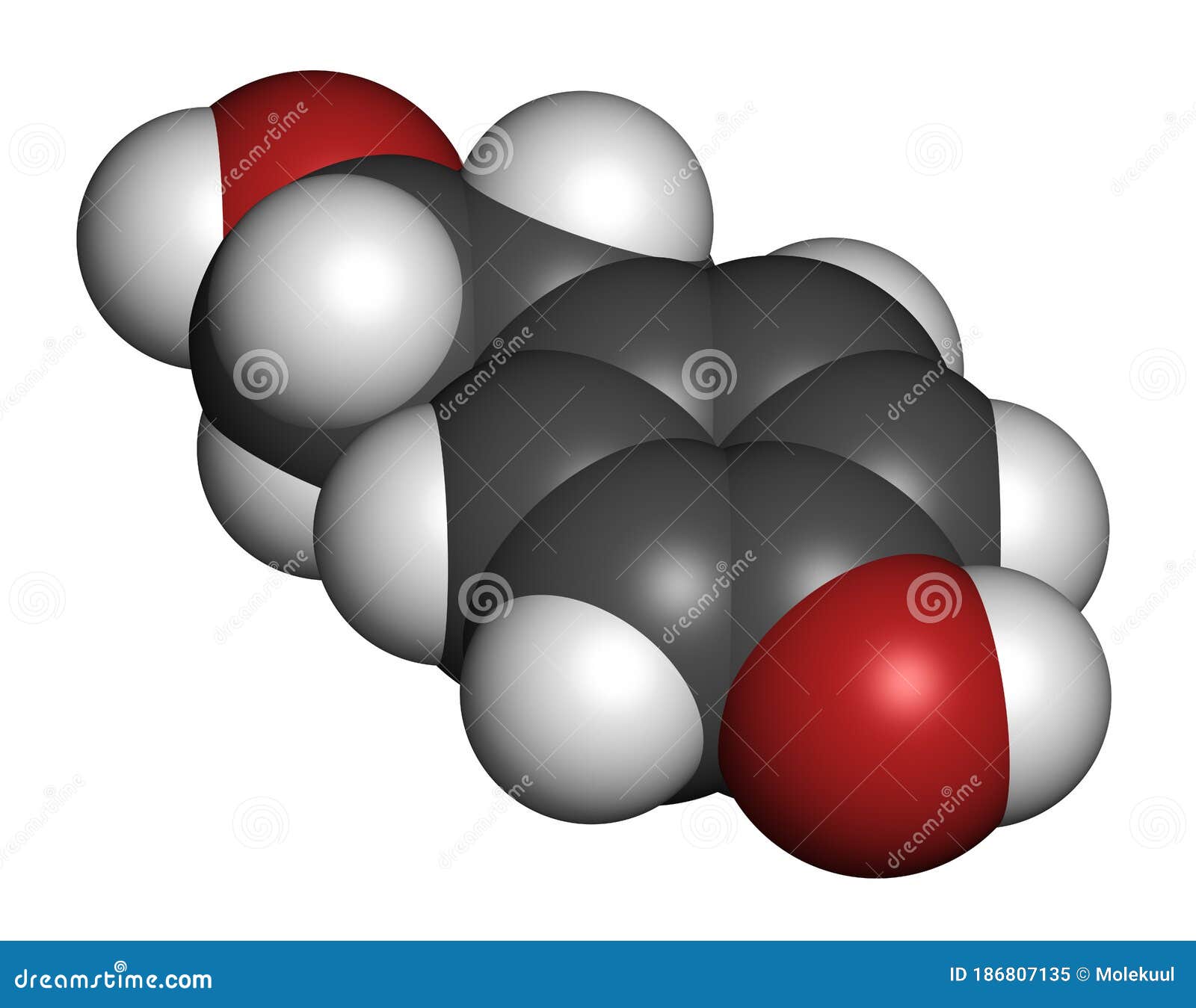 tyrosol olive oil antioxidant molecule. 3d rendering. atoms are represented as spheres with conventional color coding: hydrogen (