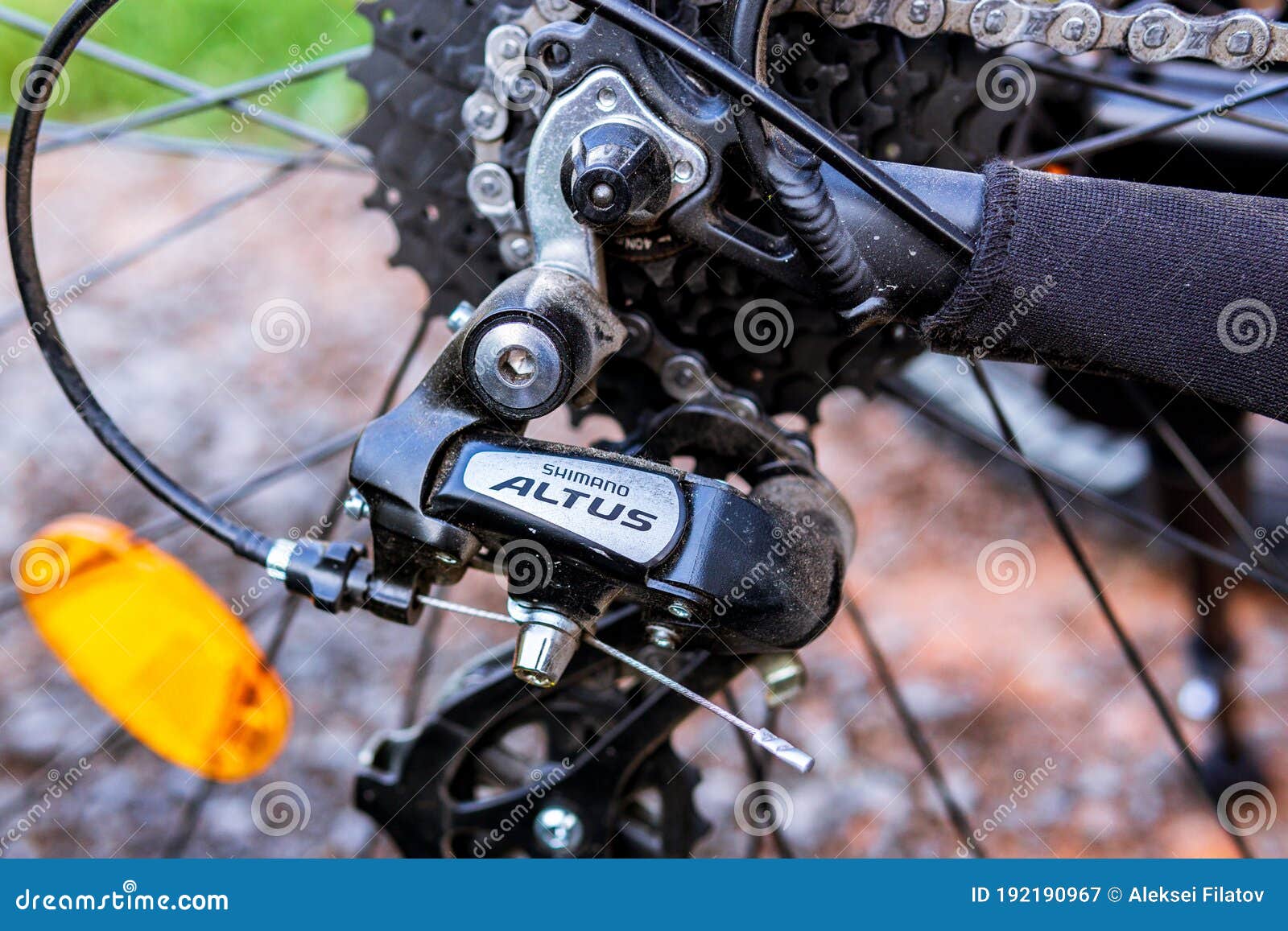 Tyumen, Russia-July 29, Rear Derailleur for Shimano Altus Bike. Logo Close Up Editorial - Image of money, shifter: 192190967