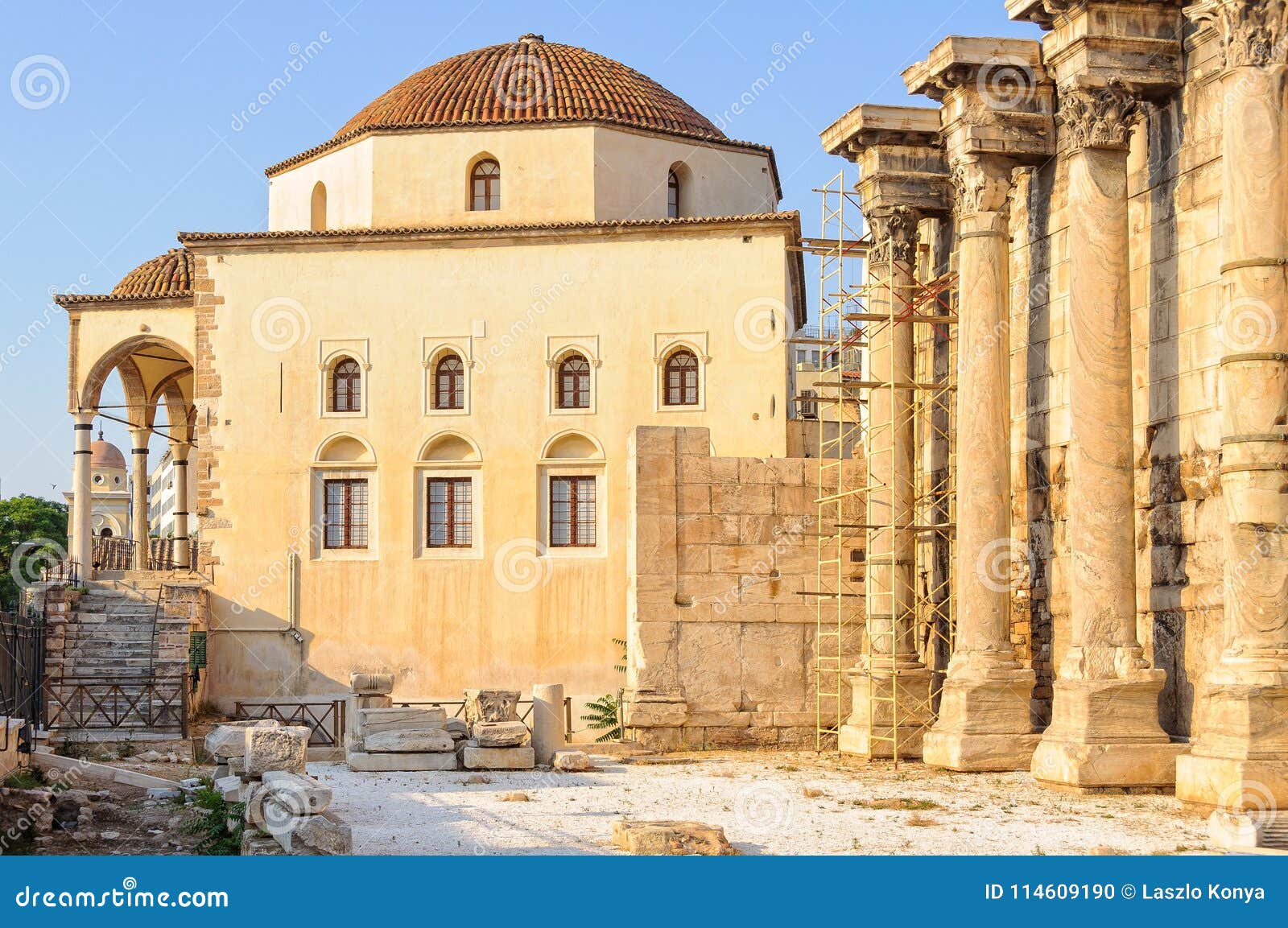 tzistarakis mosque and hadrian's library - athens