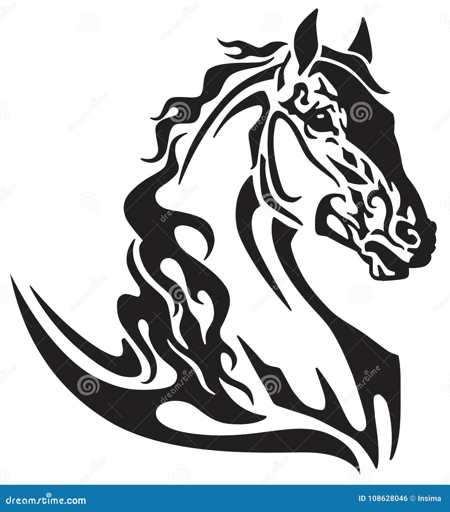 Tête De Tatouage Tribal De Cheval Illustration de Vecteur