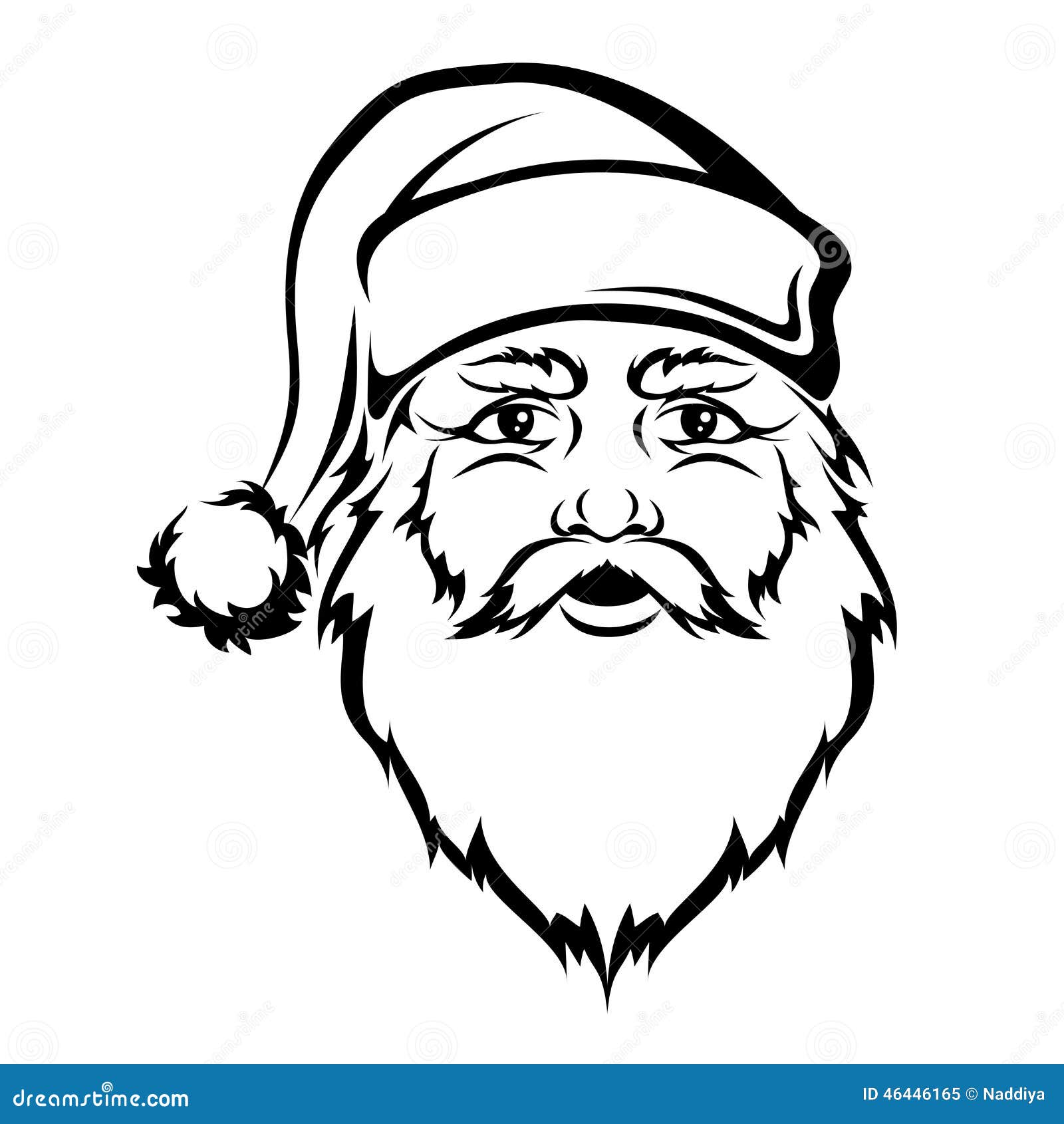 Tête Du Père Noël Découpe Noire De Vecteur Illustration De Noël