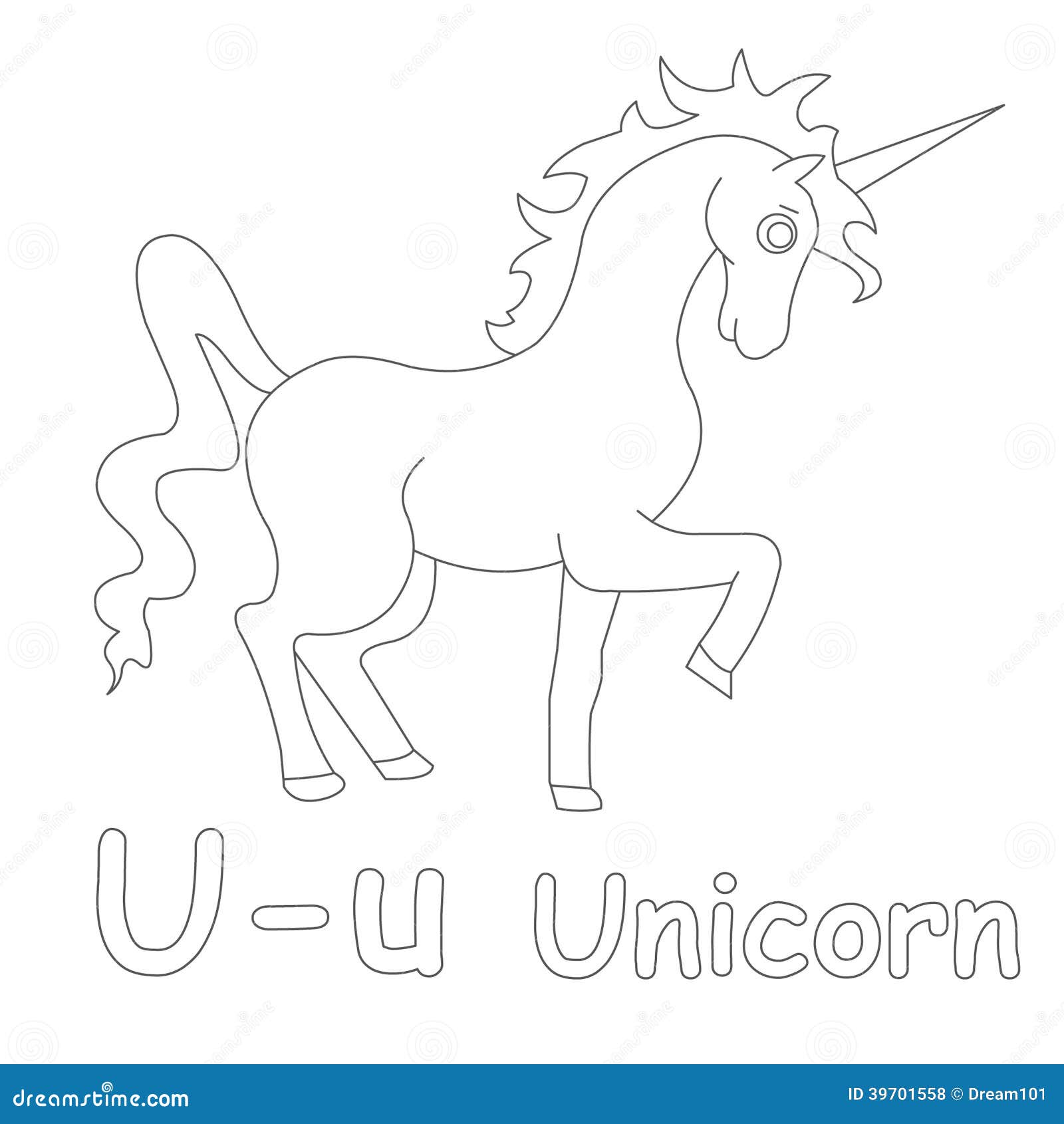 U Für Unicorn Coloring Page Stock Abbildung   Illustration von ...