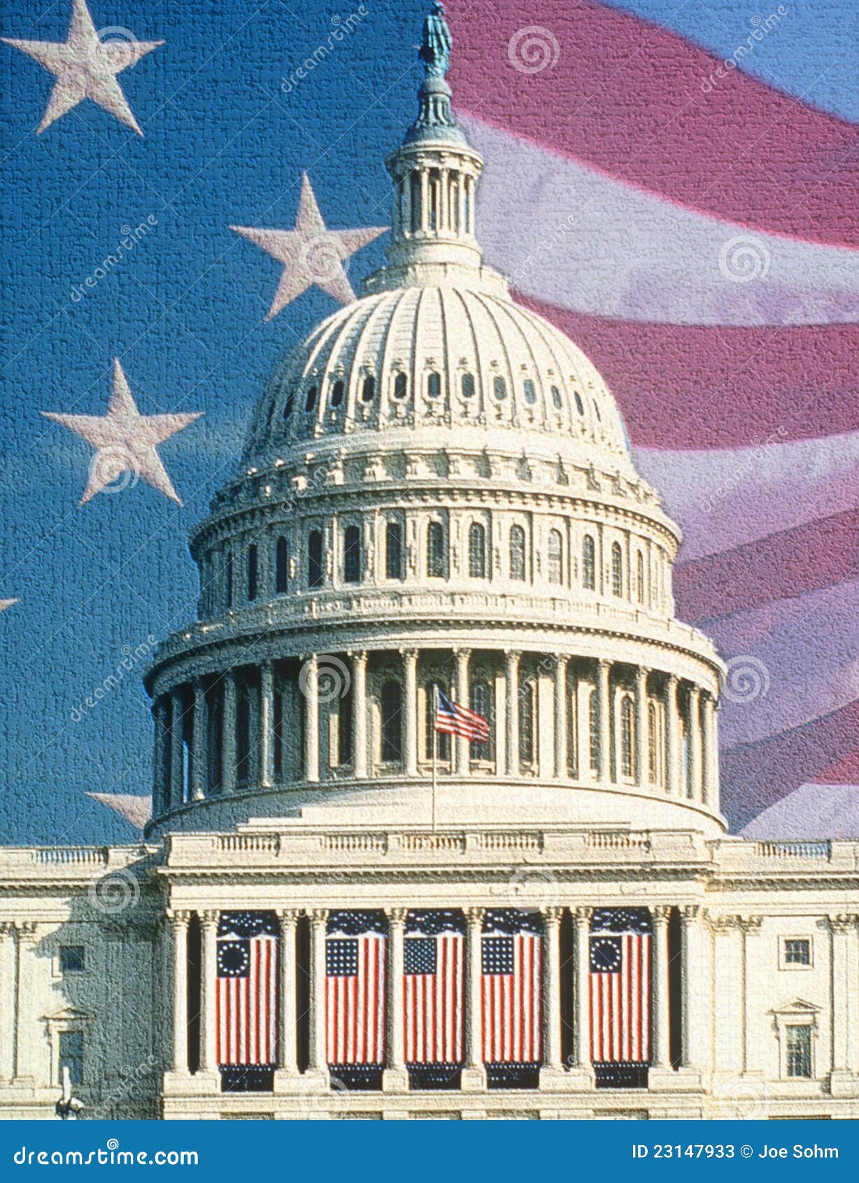U.S. Capitol with American Flags Stock Image Image of independence