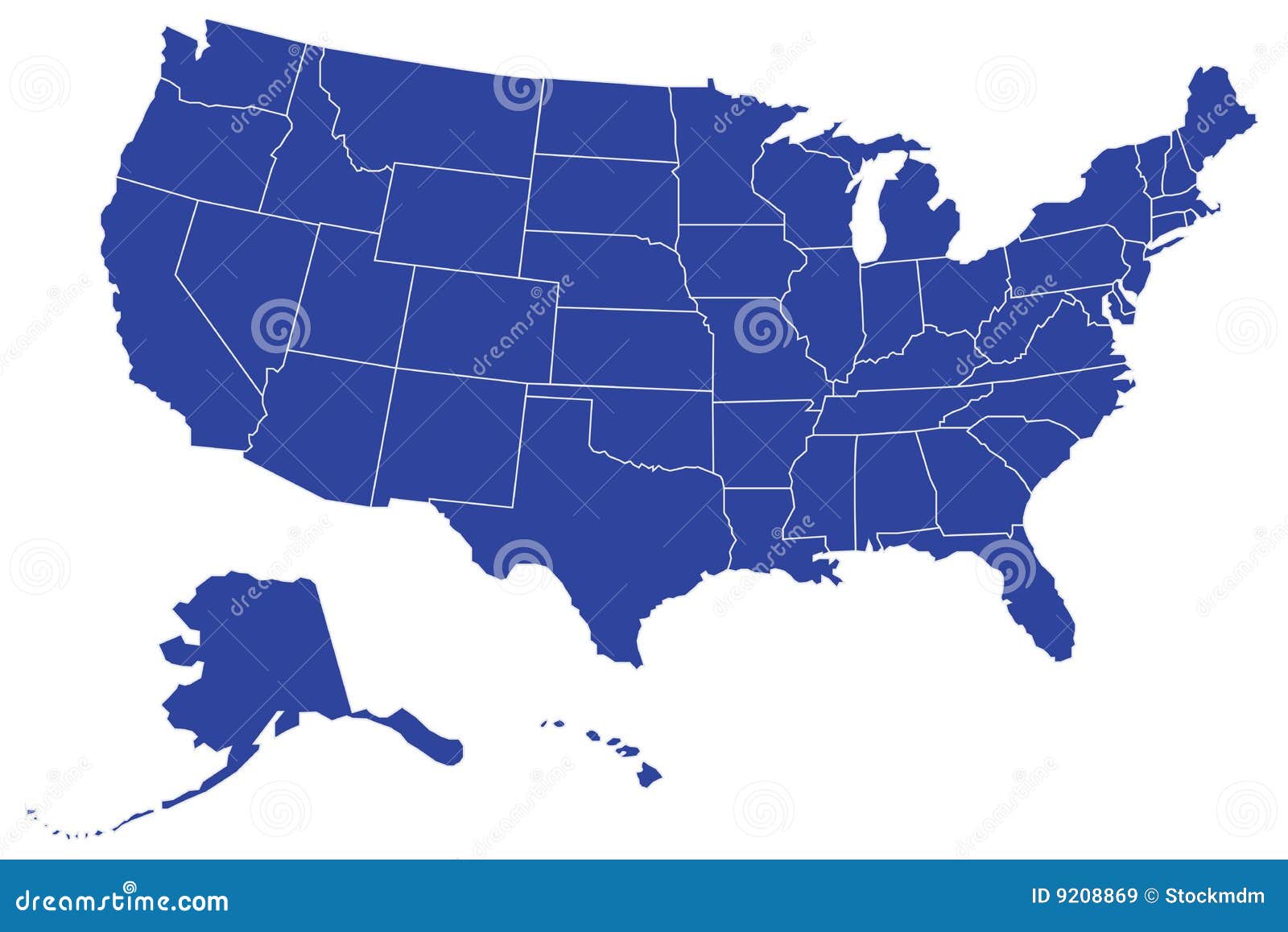 USA/United States Map (Separable Borders Vector) Stock Vector