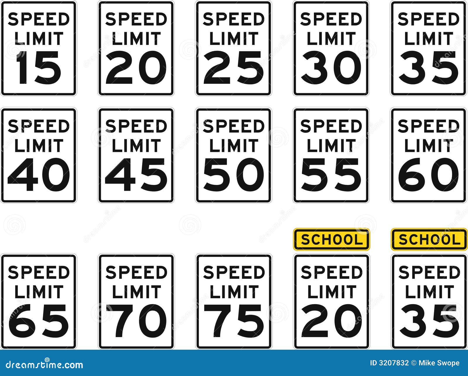 u.s. speed limit signs