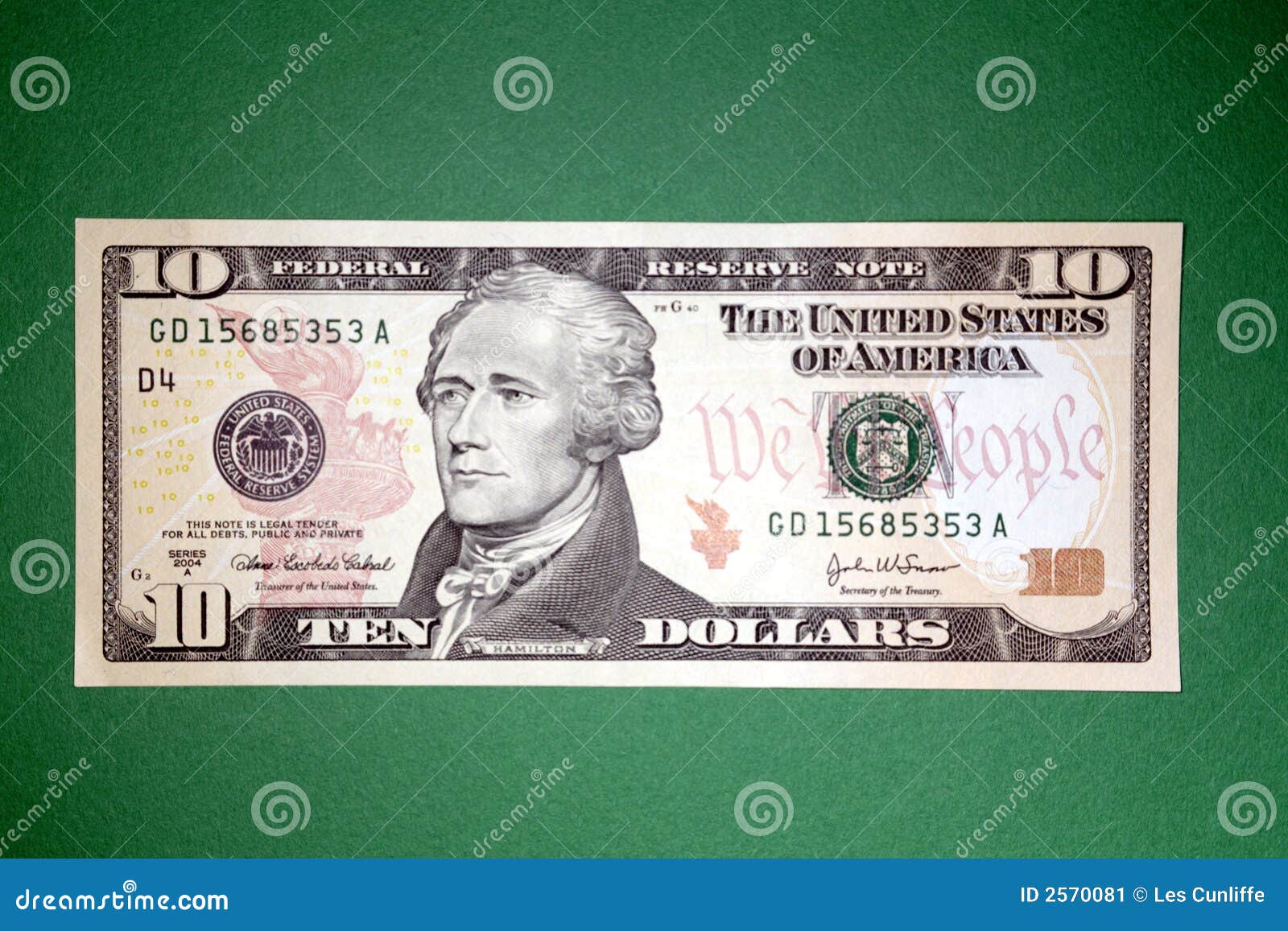 u.s. ten dollar bill