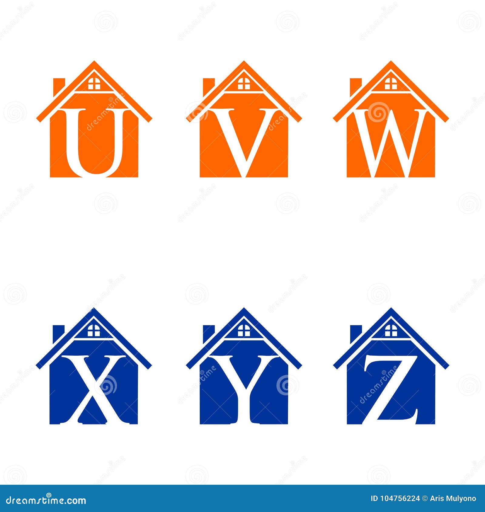 U V W X Y Fastighet For Hem For Z Tak Konstruktion For Initiala Bokstaver For Logo Stock Illustrationer Illustration Av