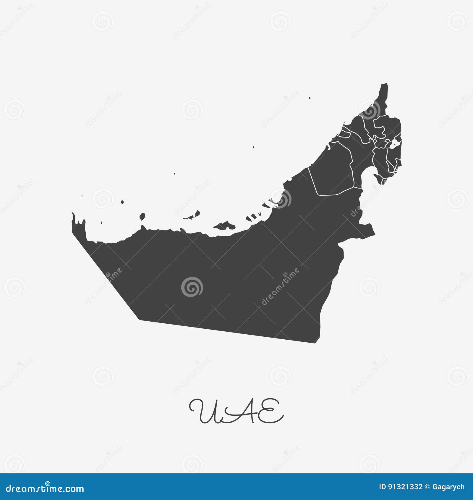 uae region map: grey outline on white background.