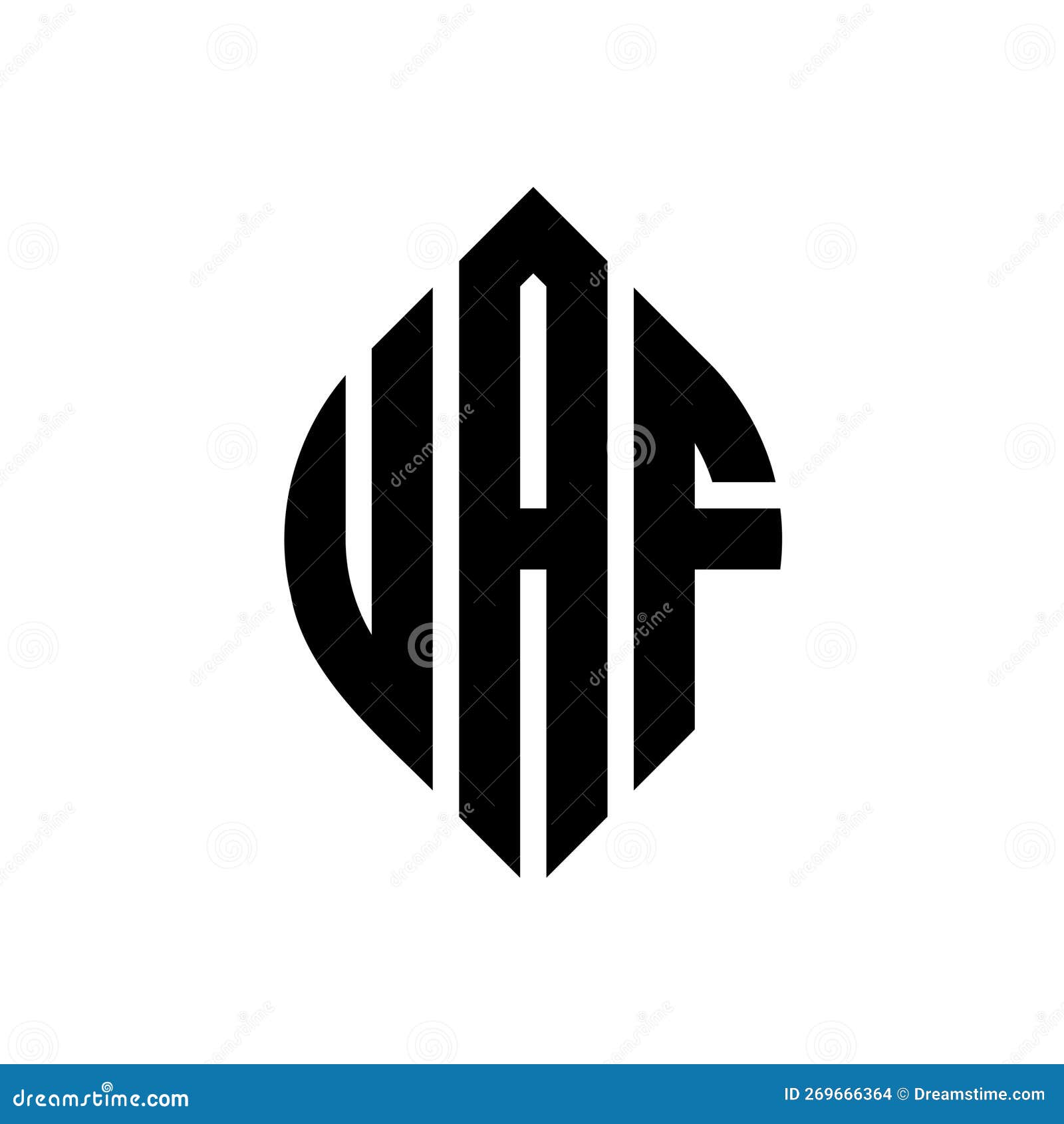 uaf circle letter logo  with circle and ellipse . uaf ellipse letters with typographic style. the three initials form a