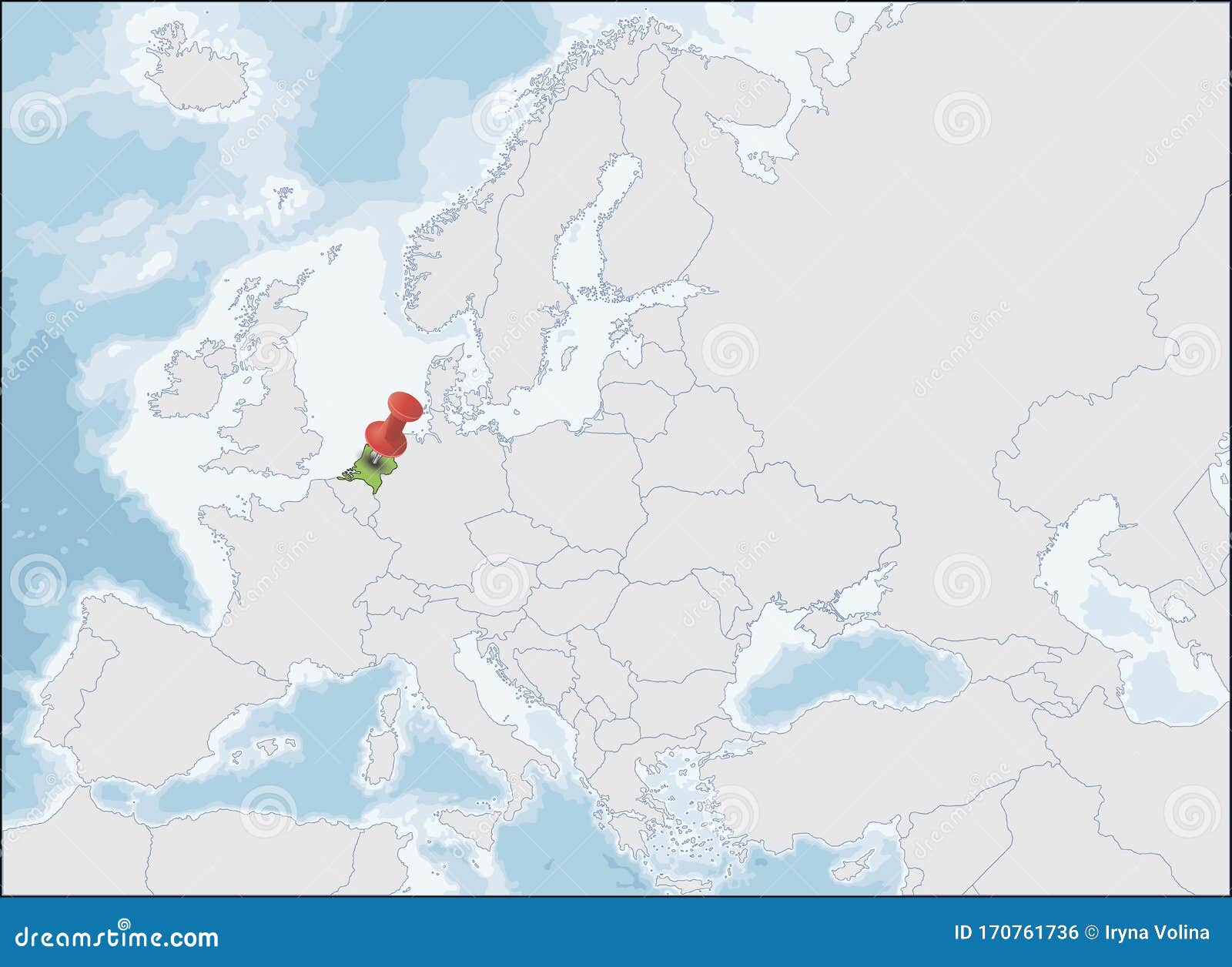 Ubicación De Los Países Bajos En El Mapa De Europa Ilustración del