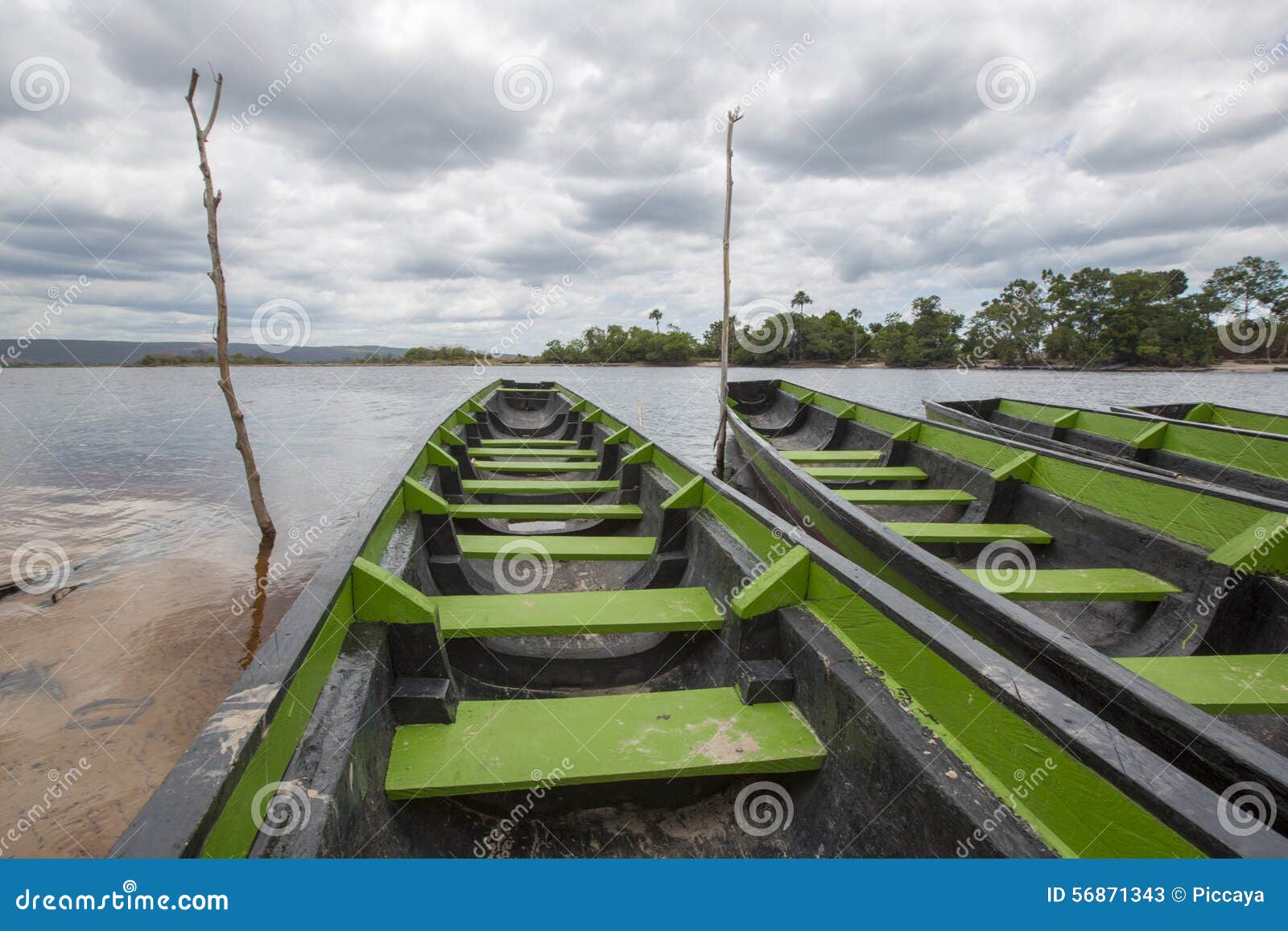 ucaima port and boats on carrao river, venezuela