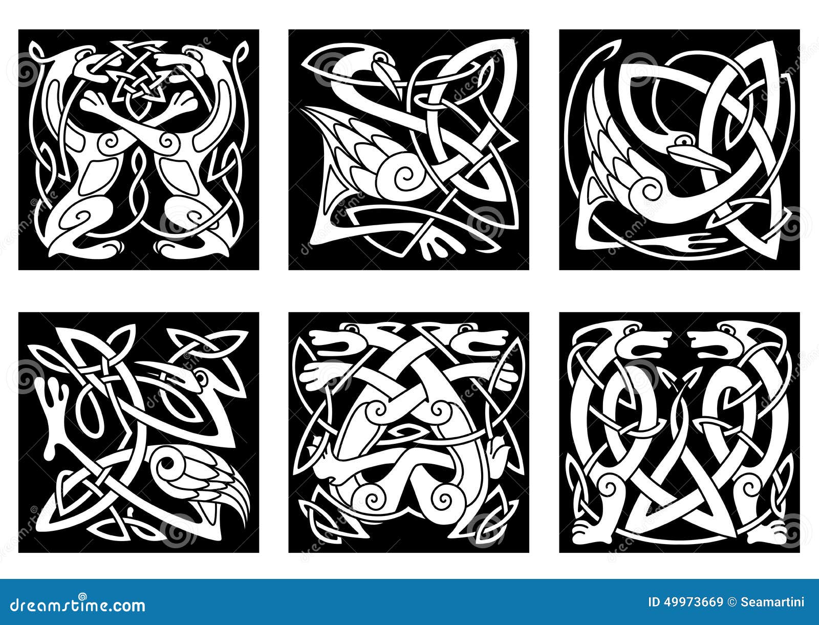 Uccelli ed animali stilizzati plessi alla moda Immagini Stock Libere da Diritti