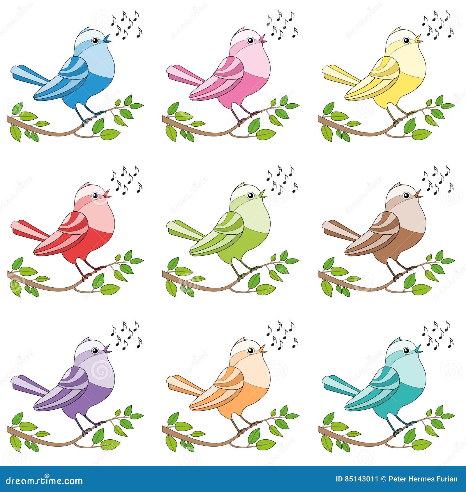 Uccelli Variopinti Di Canto Degli Uccelli Canori Illustrazione Vettoriale Illustrazione Di Canti Background 85143011