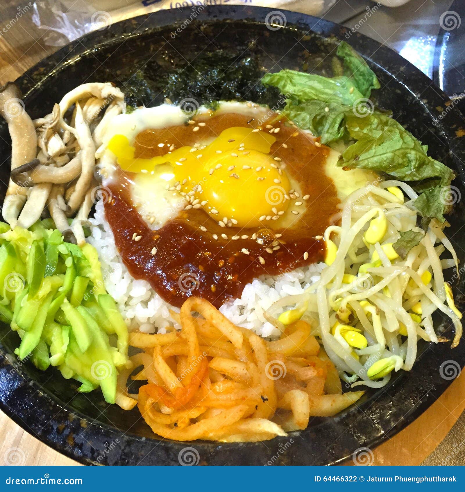 Udon noodles with egg stock photo. Image of wood, green 64466322