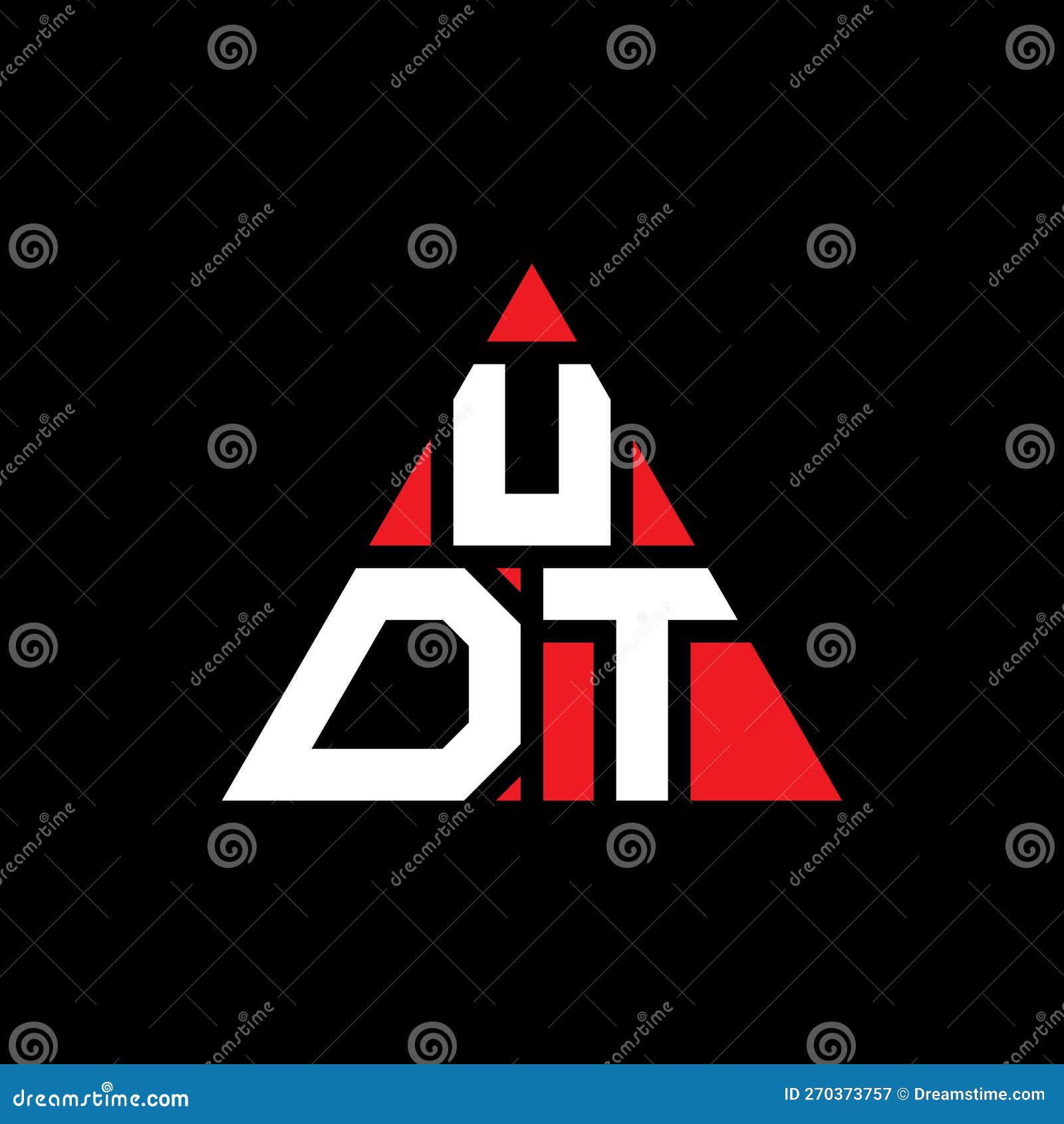 udt triangle letter logo  with triangle . udt triangle logo  monogram. udt triangle  logo template with red