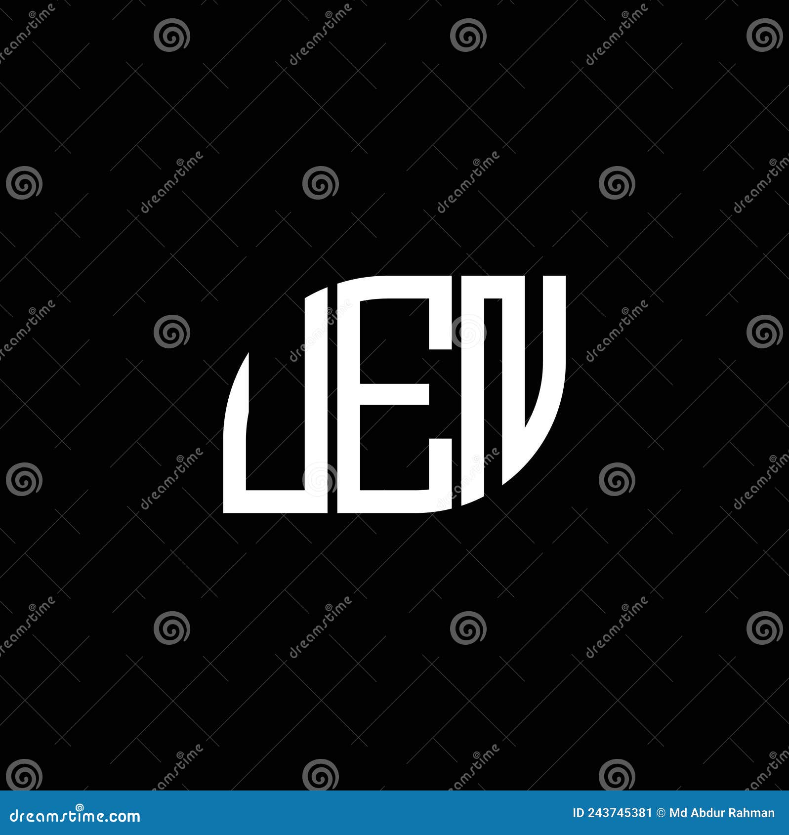 UEN Letter Logo Design on Black Background. UEN Creative Initials