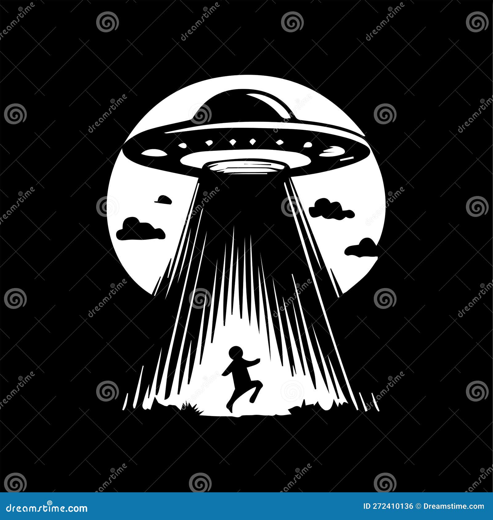 UFO Abduction Spaceship Logo Monochrome Design Style Stock Vector ...
