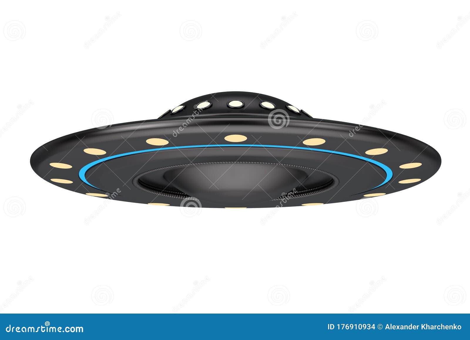 ufo concept. alien spaceship or flying saucer . 3d rendering