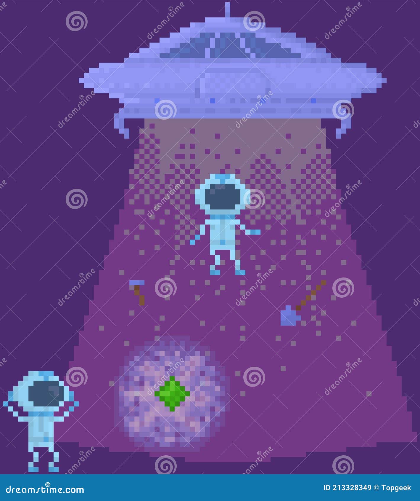 Estilo de arte pixel antigo ufo jogo de guerra espacial. monstros