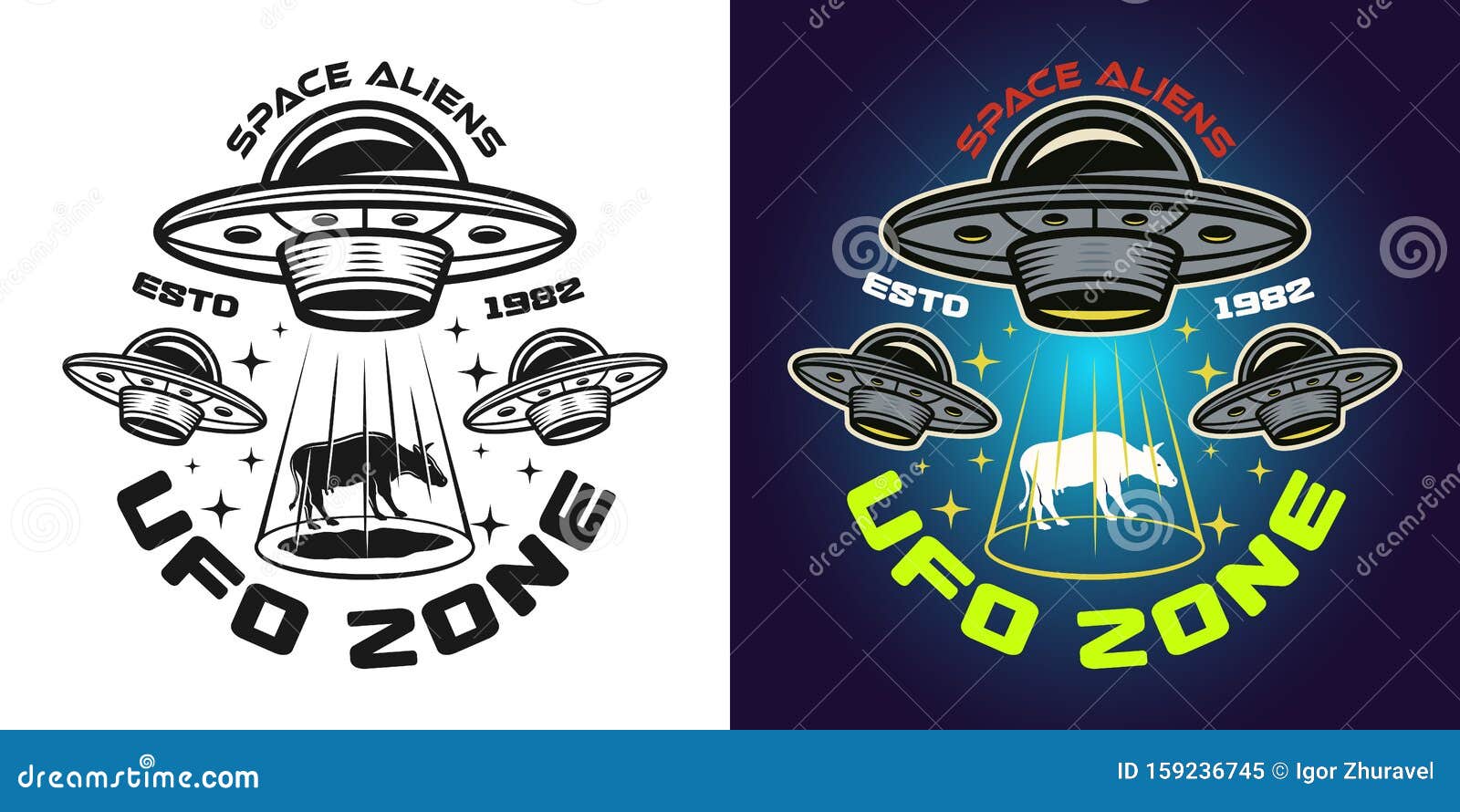 conjunto de logotipo de grandes alienígenas. dia ufo. emblemas