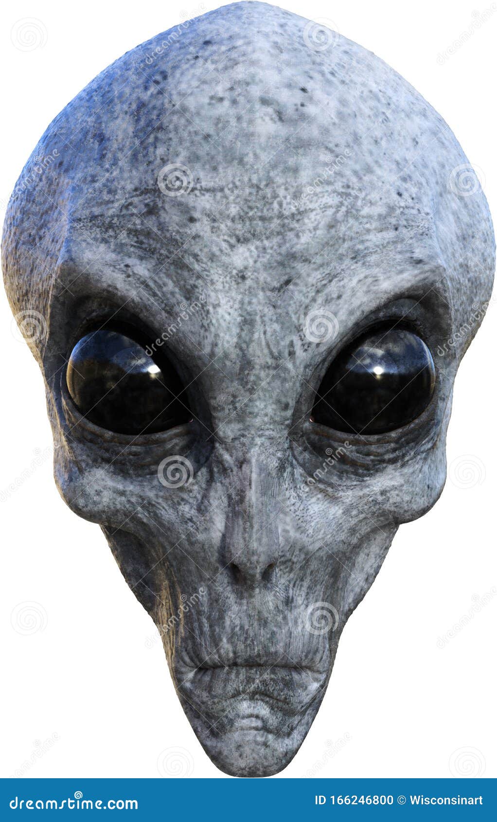 UFO Space Alien Head, Isolated Stock Photo Illustration of closeup, wisconsinart 166246800