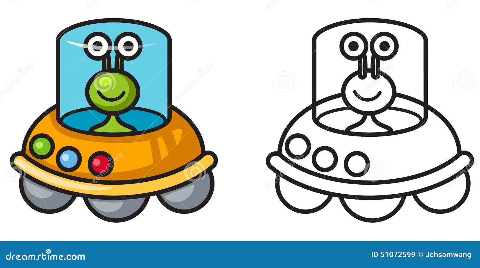 UFO variopinto ed in bianco e nero per il libro da colorare Immagini Stock Libere da