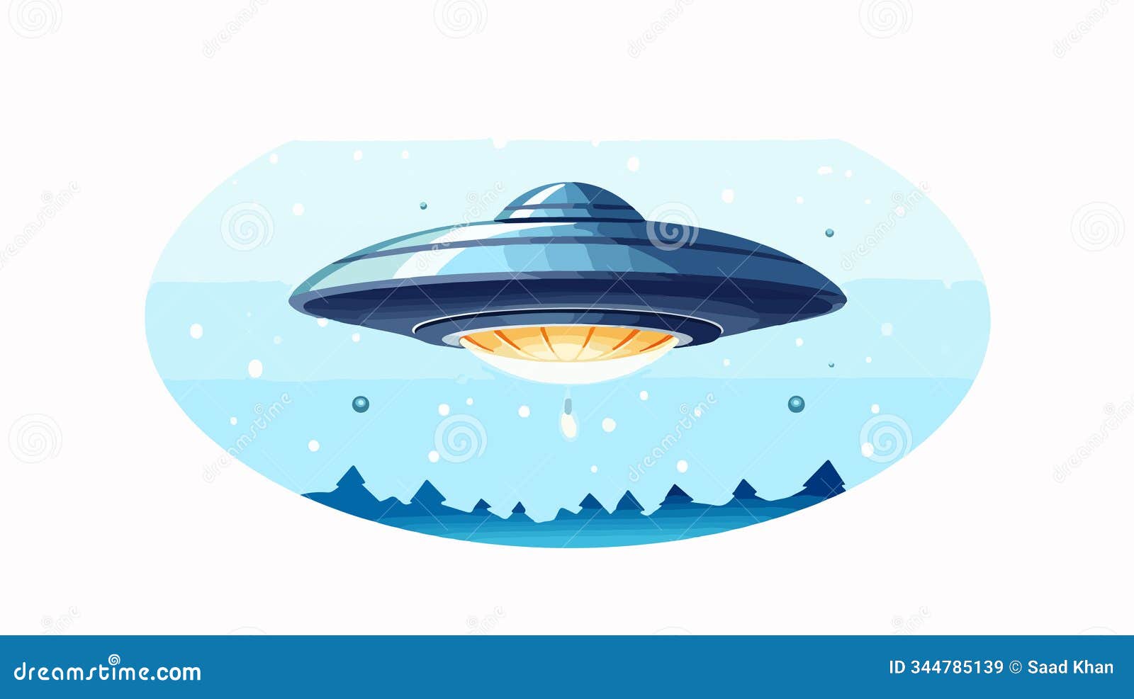 ufo view dotted circle   cartoon