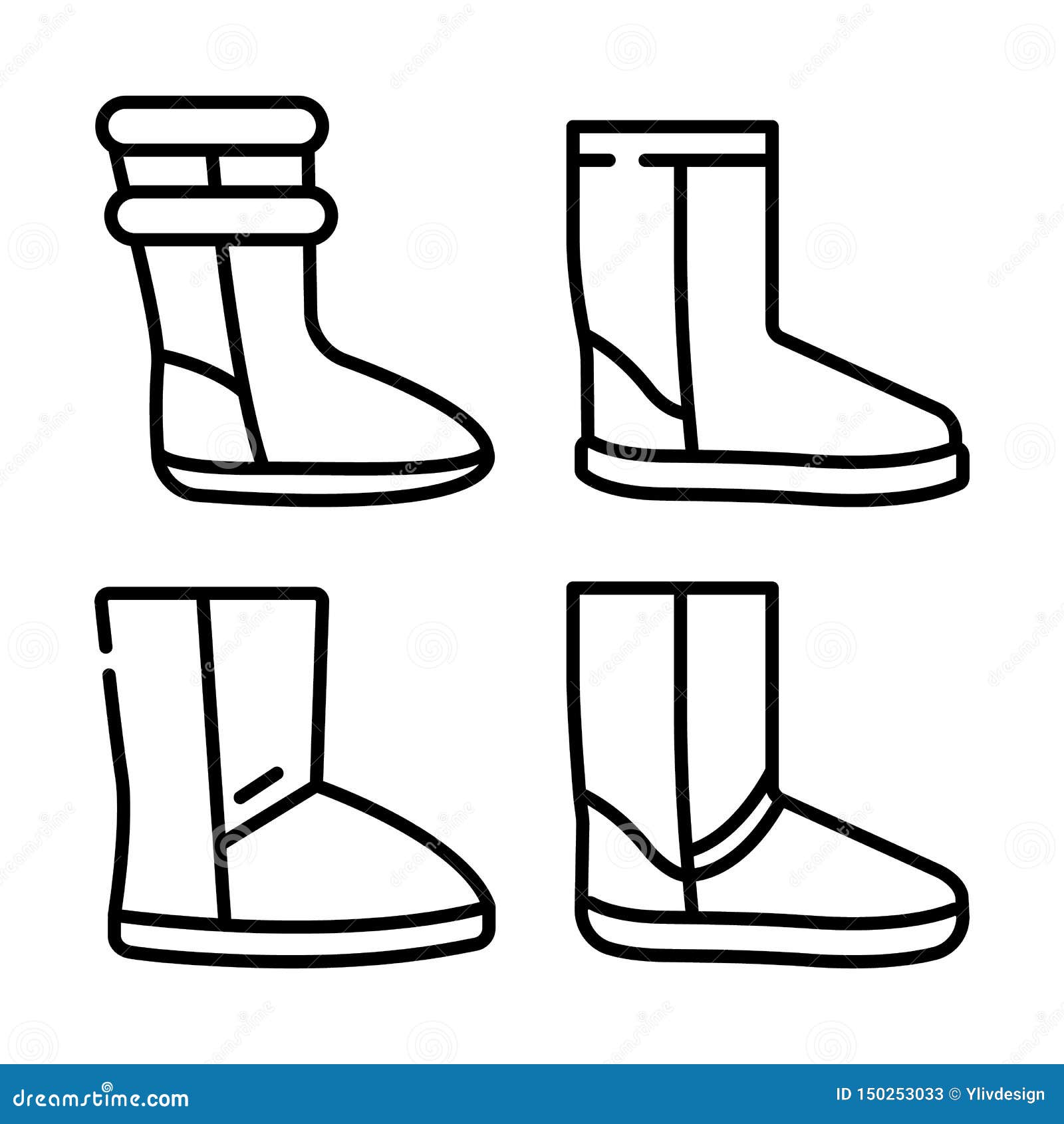 Ugg Boots Icons Set, Outline Style Stock Vector - Illustration of clasp ...