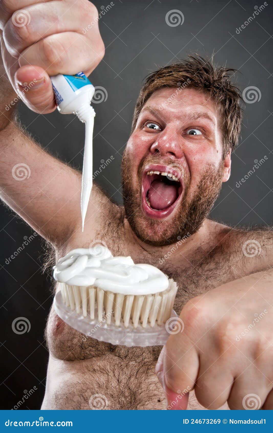Ugly brushing teeth stock image. Image of cleaning, ignorance 24673269