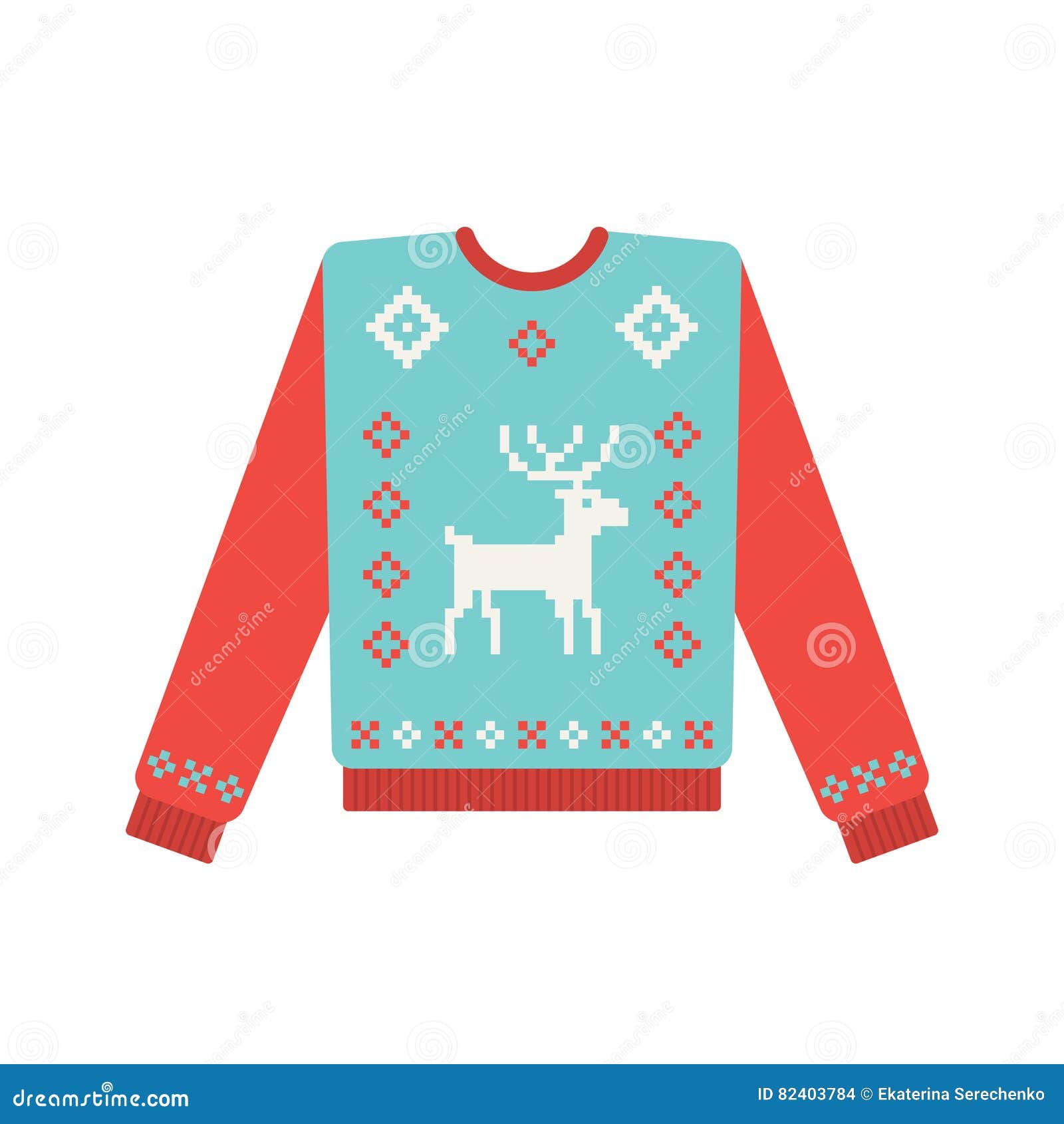 Ugly Christmas Sweater with Deer Pattern Stock Vector Illustration of