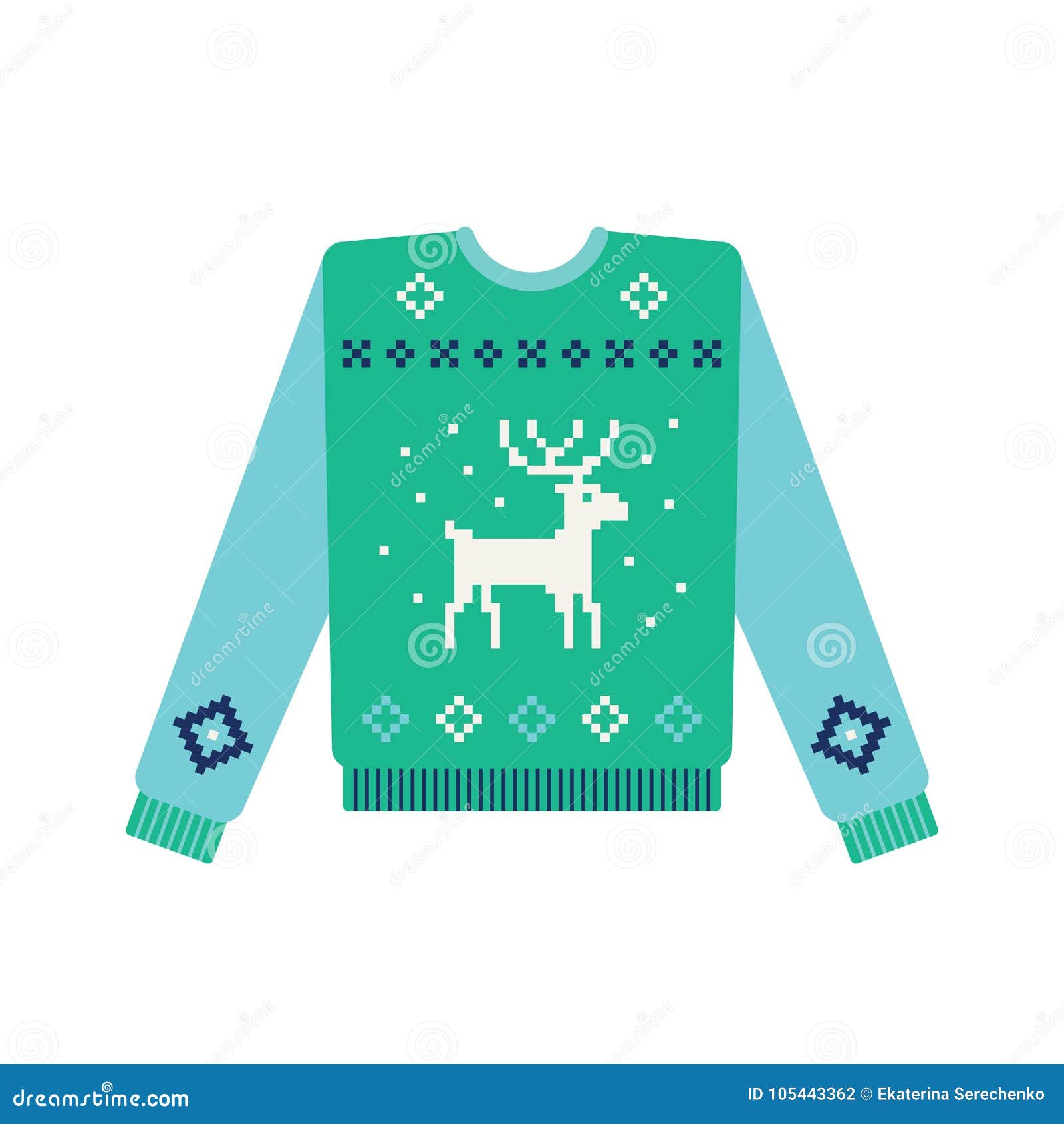 Ugly Christmas Sweater with Knitted Deer and Snow Stock Vector ...